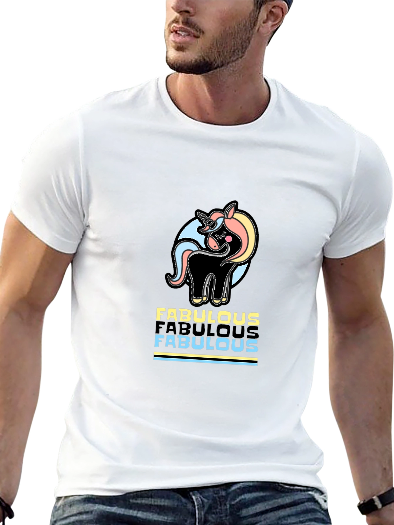 Black Fabulous Unicorn Graphic Tee - Black Cotton Comfort view 13