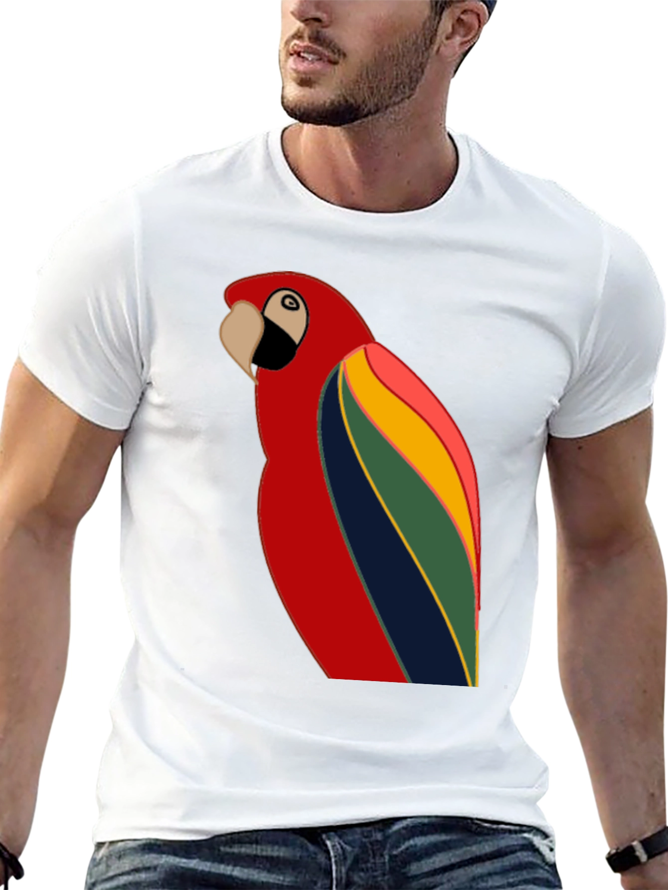 Black Parrot Graphic T-Shirt - Black Crew Neck Tee view 13