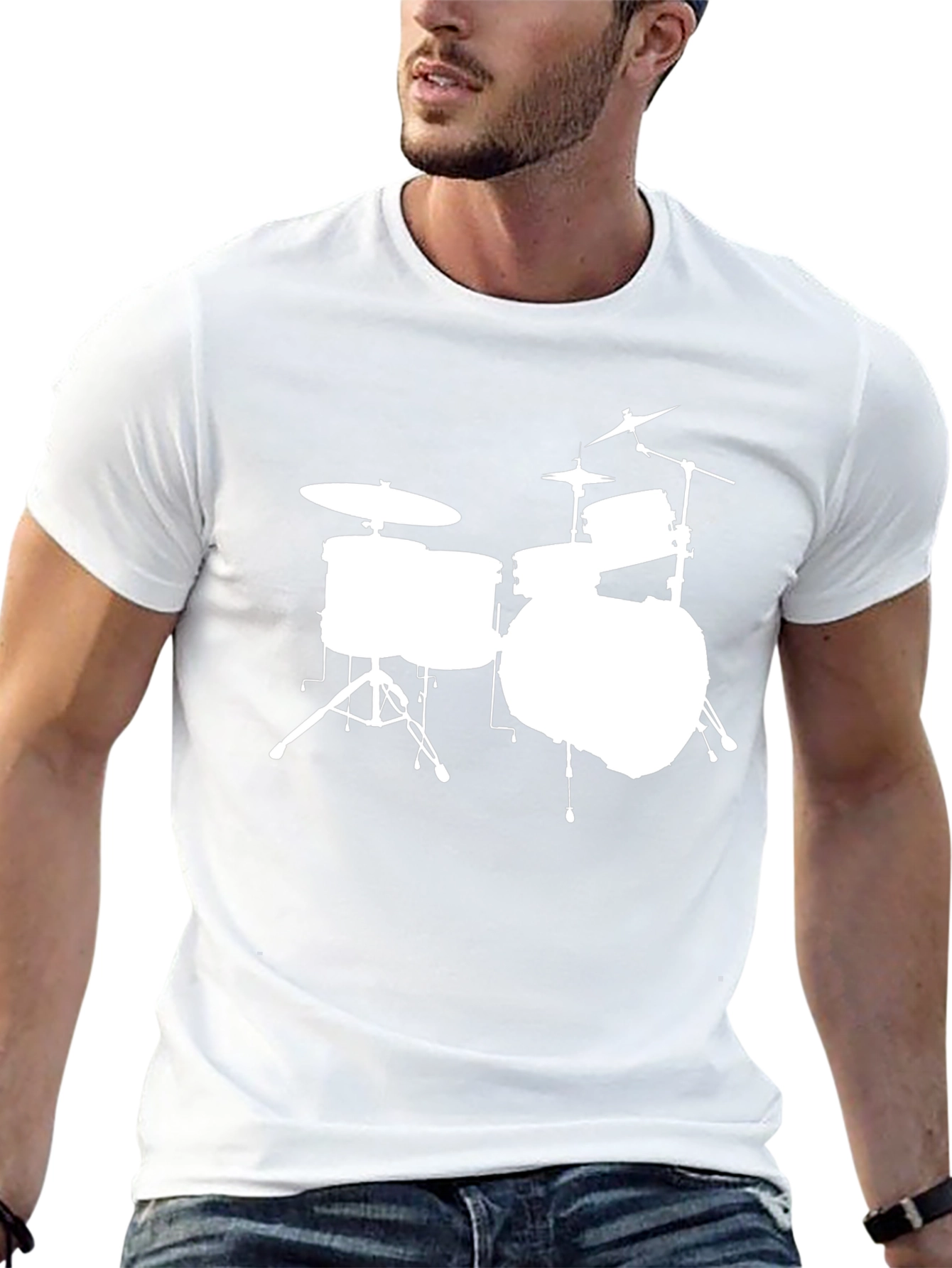Black Drum Kit Graphic Tee - Black Cotton T-Shirt view 13
