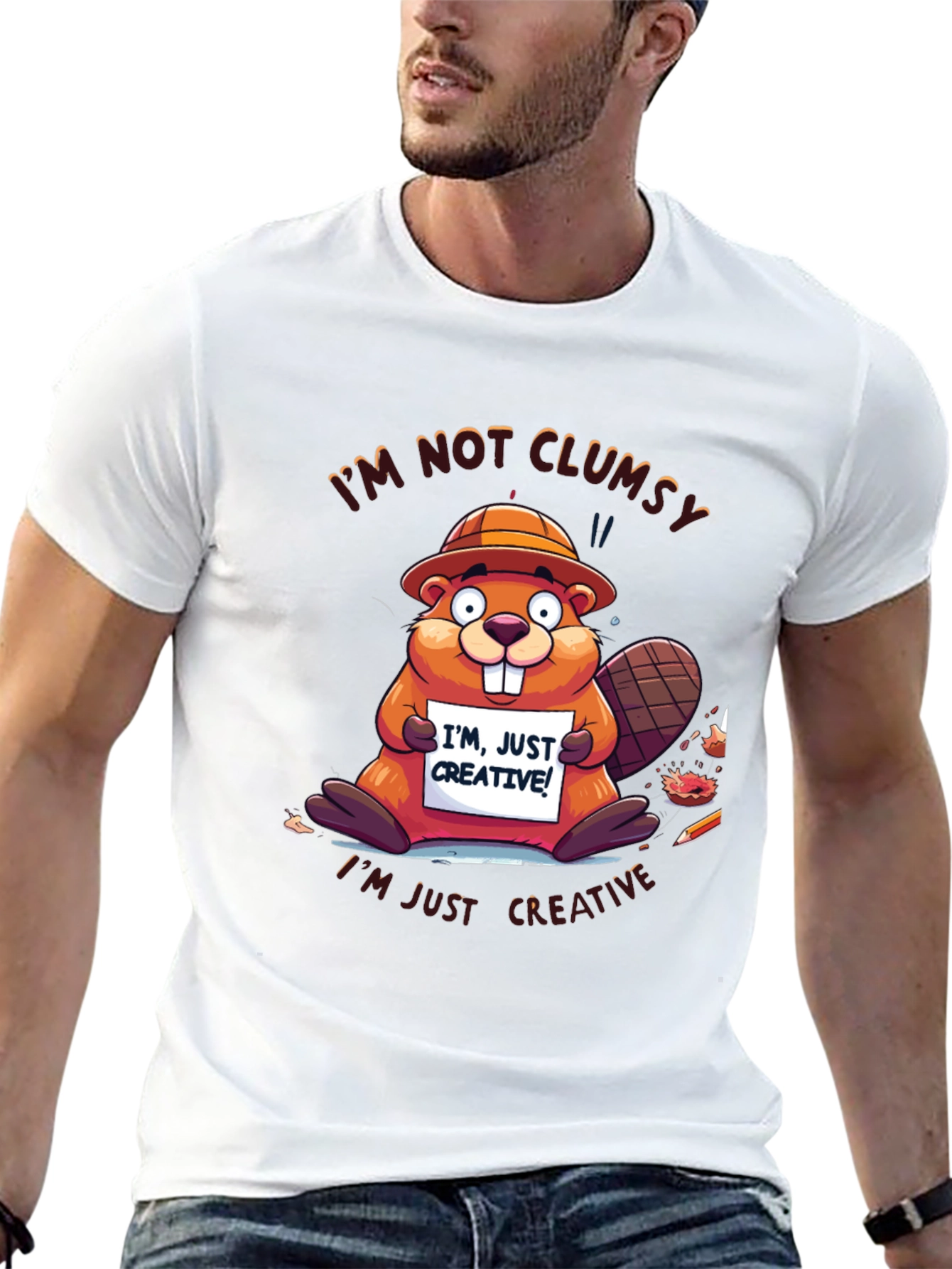 Black Funny Beaver 'I'm Not Clumsy' Graphic Tee view 13