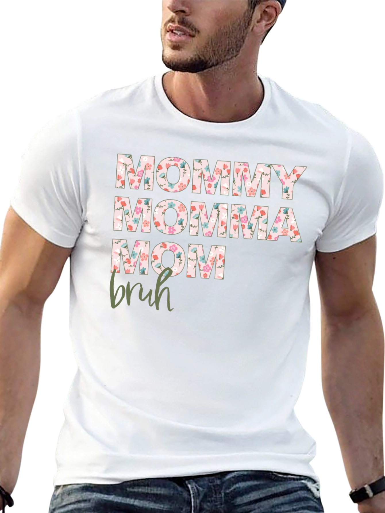Black Floral Mommy Momma Mom Bruh Graphic Tee view 13