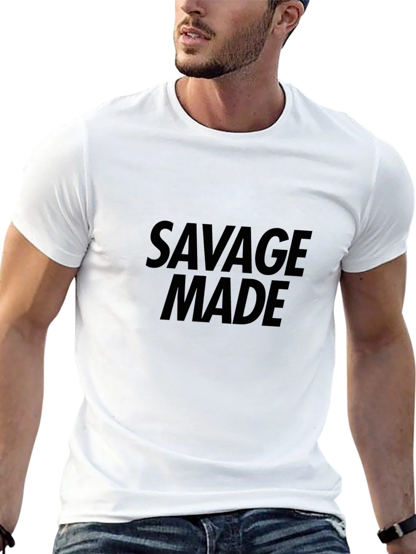 Black Savage Made Graphic Tee - Black Casual T-Shirt view 13