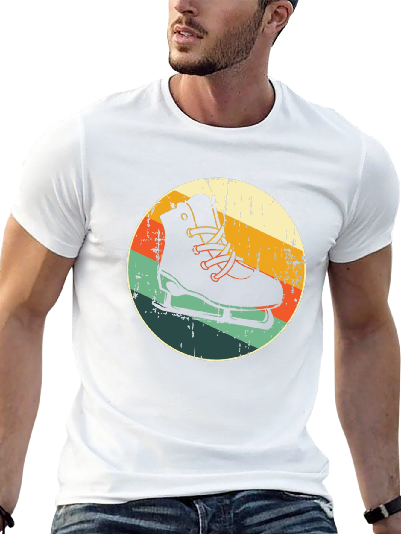 Black Retro Ice Skate Graphic Tee - Vintage Style Skating Shirt view 13