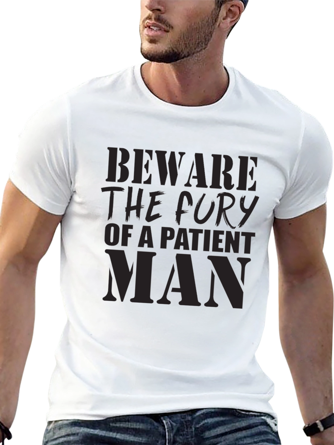 Black Beware The Fury T-Shirt - Patient Man Graphic Tee view 13