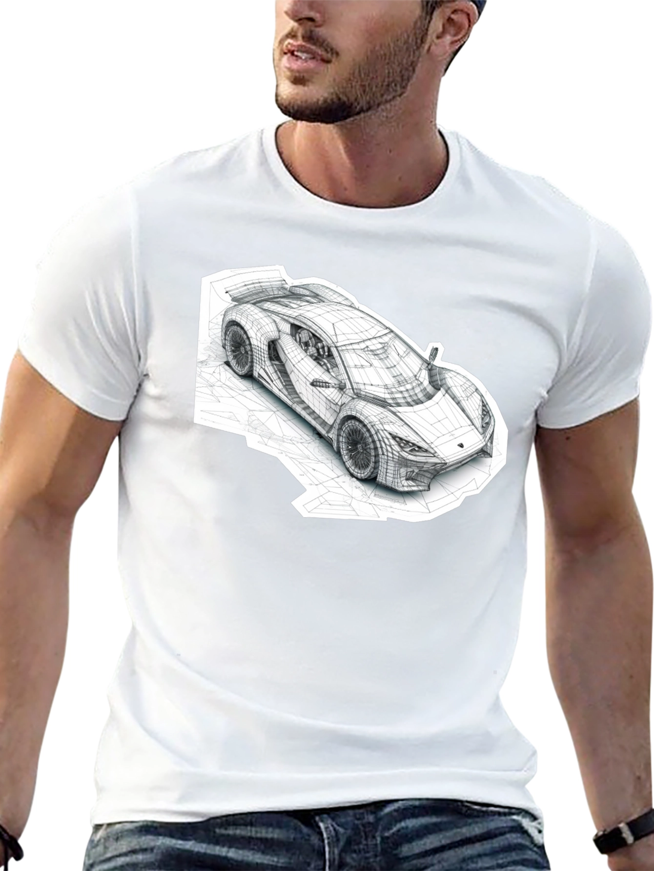 Black Abstract Car Design Black T-Shirt view 13