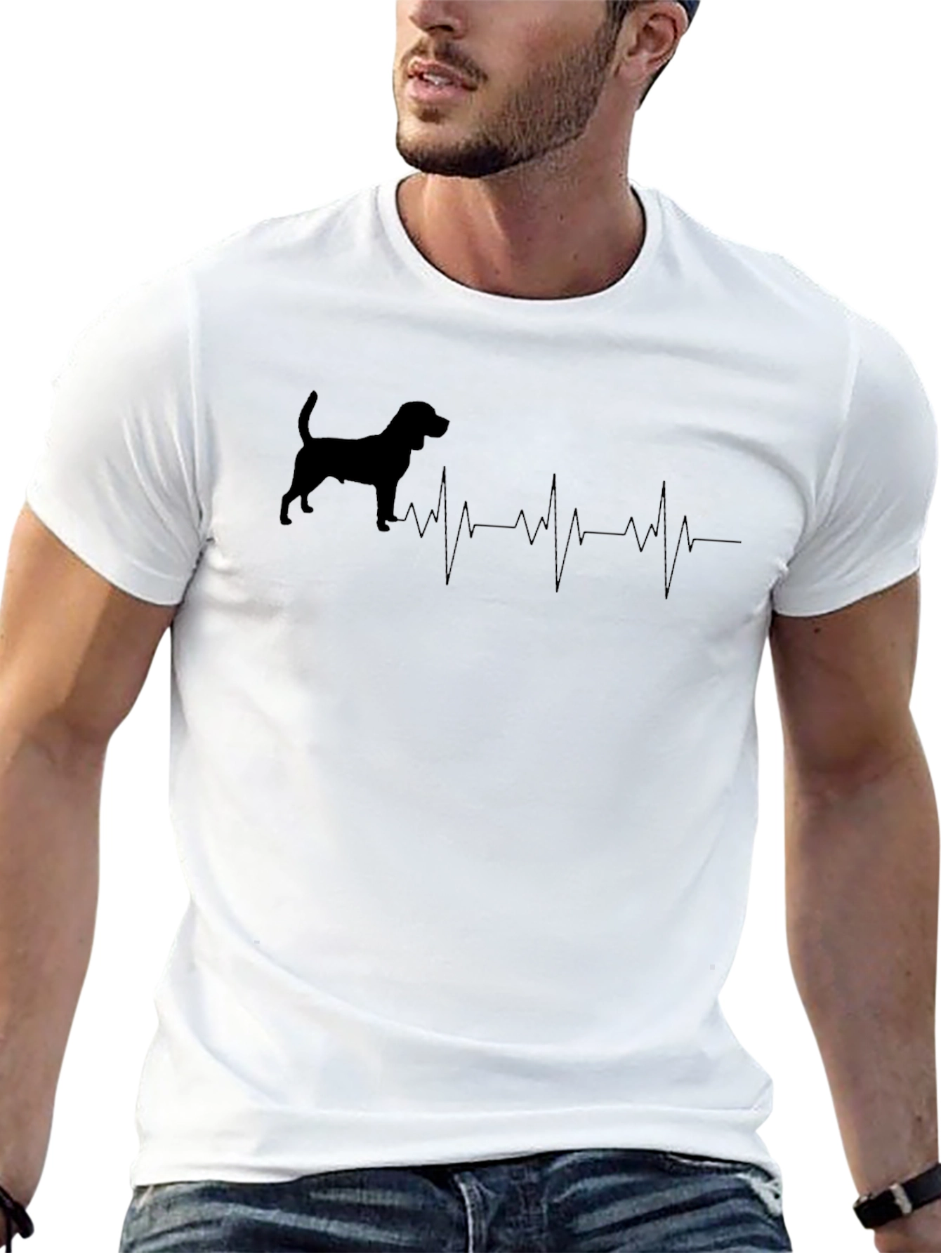 Black Dog Heartbeat T-Shirt - Black Graphic Tee view 13