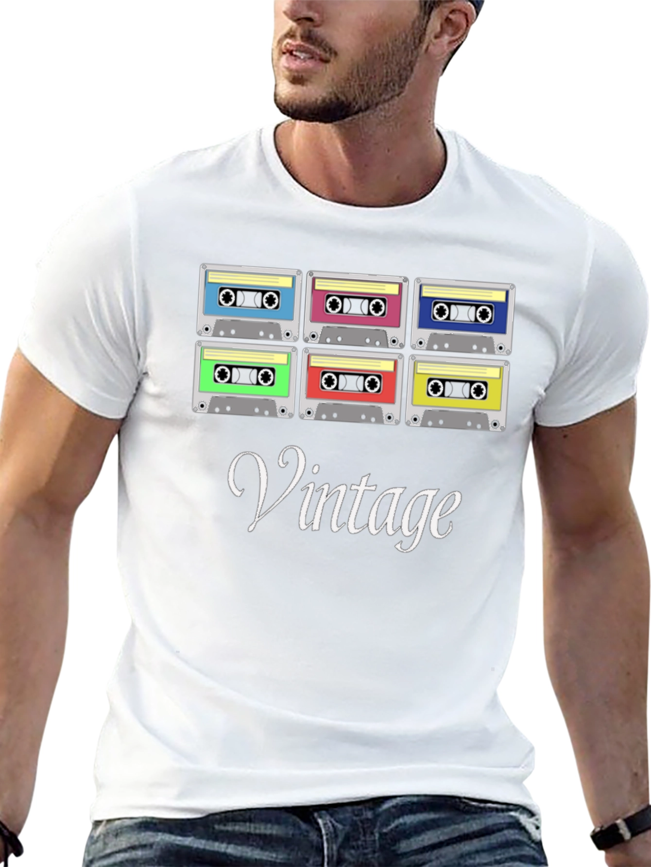 Black Retro Cassette Tape Vintage T-Shirt view 13