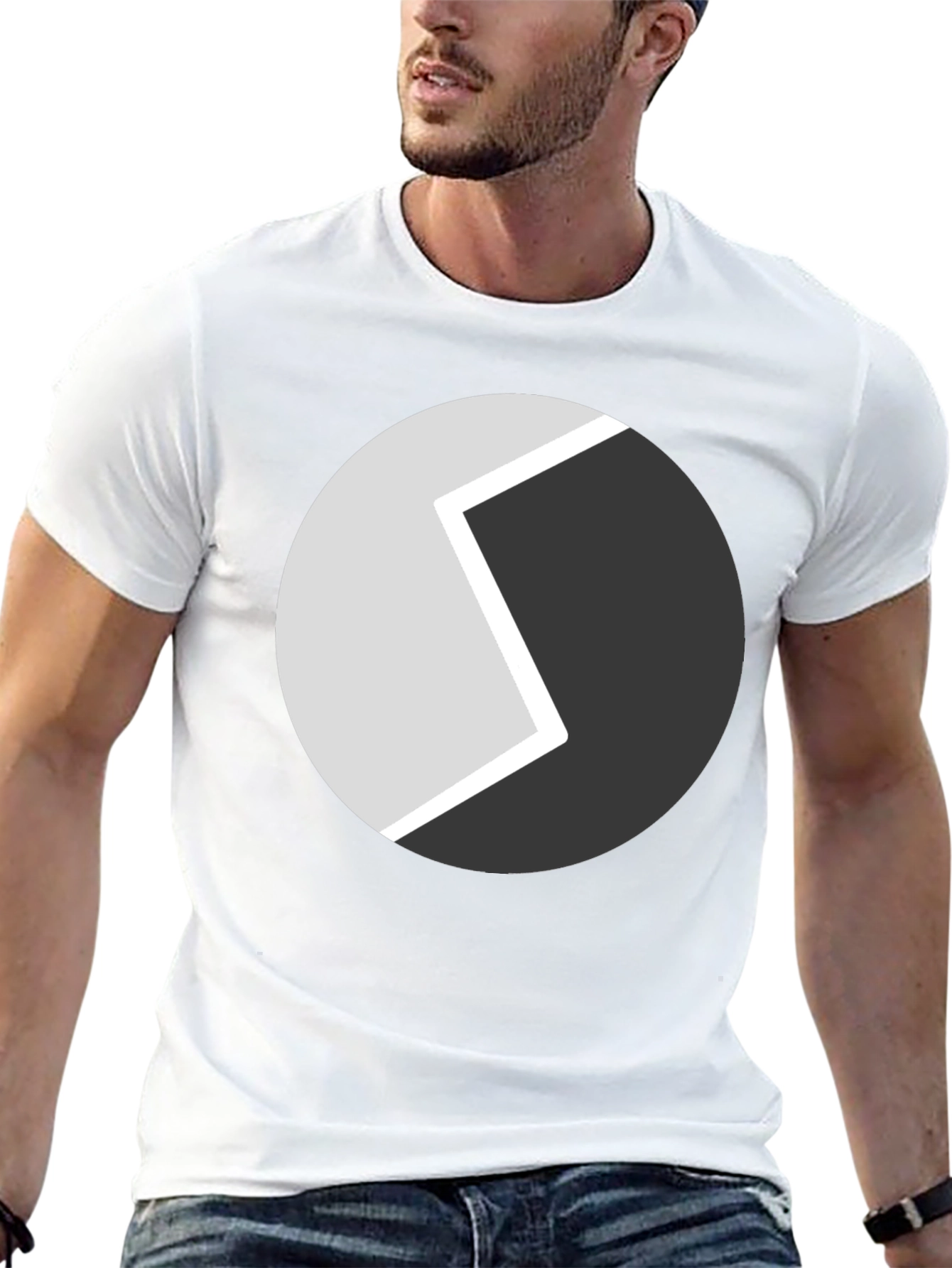 Abstract Circle Graphic Tee - Modern Black T-Shirt - 13