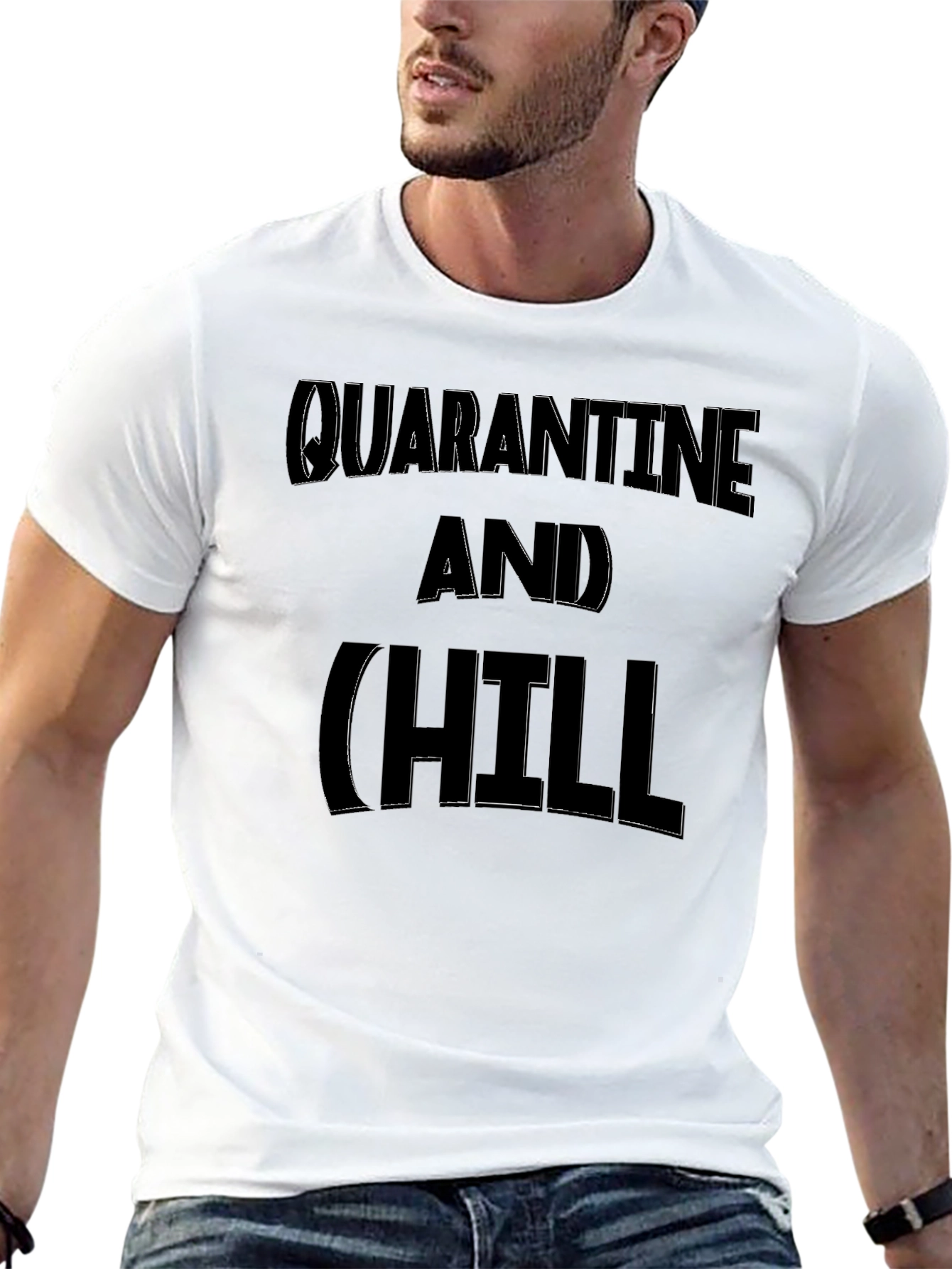 Black Quarantine and Chill Graphic Tee - Black Cotton Blend view 13