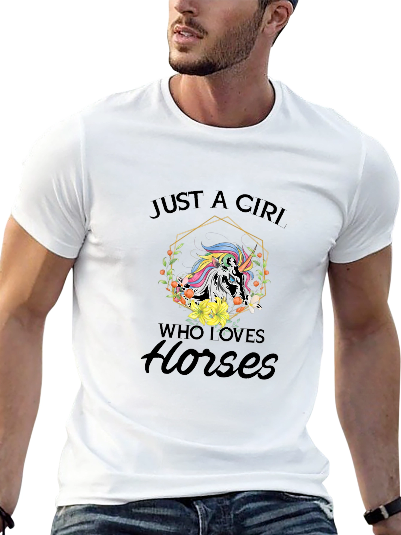Black Just a Girl Who Loves Horses Black T-Shirt view 13