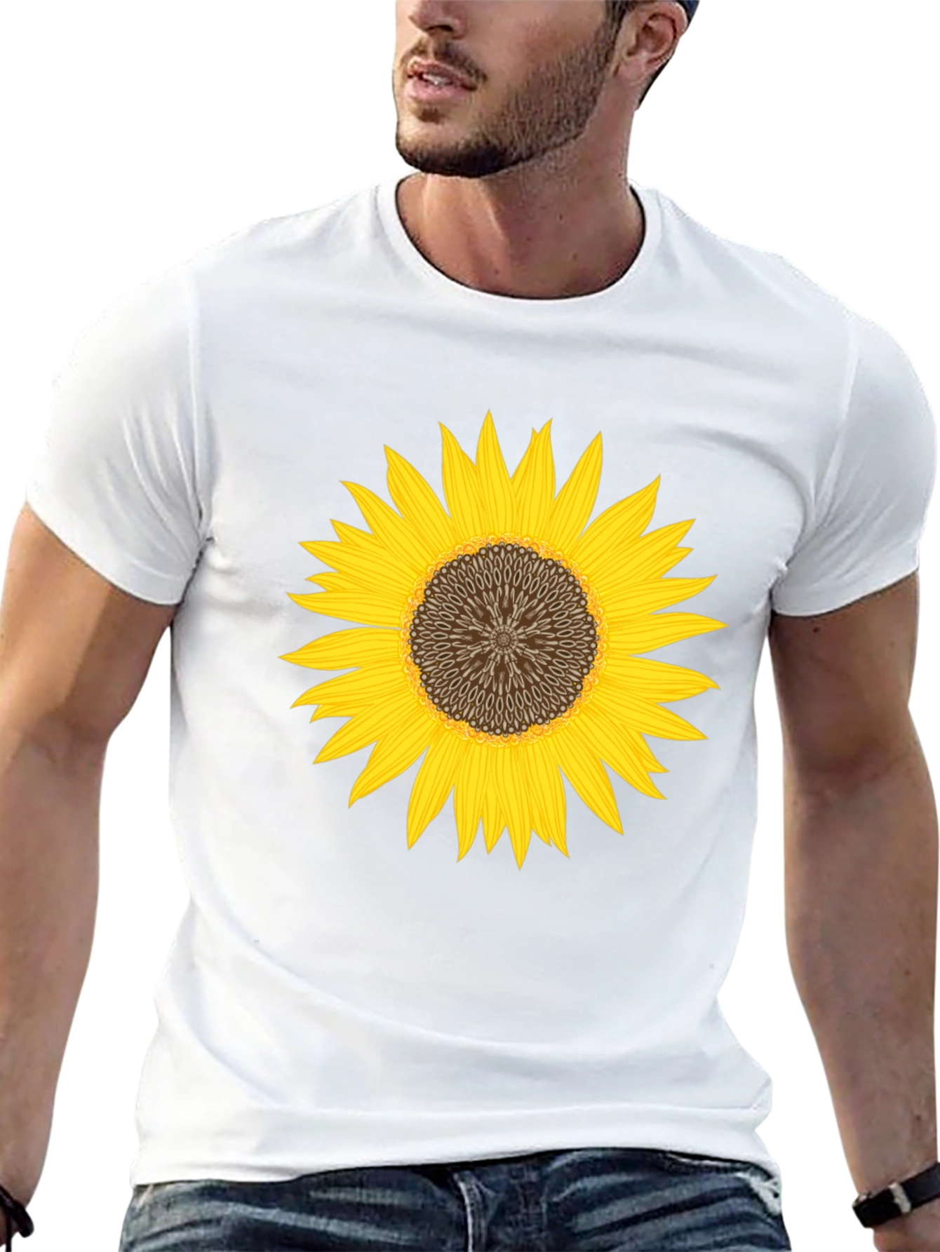 Black Sunflower Graphic Black T-Shirt - Unisex view 13