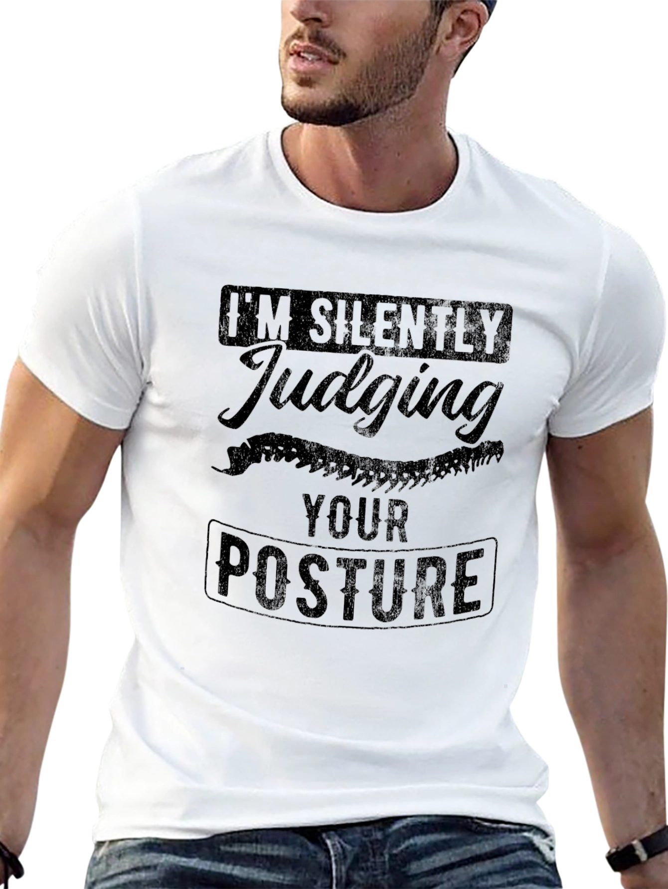 Black I'm Silently Judging Your Posture Graphic Tee view 13