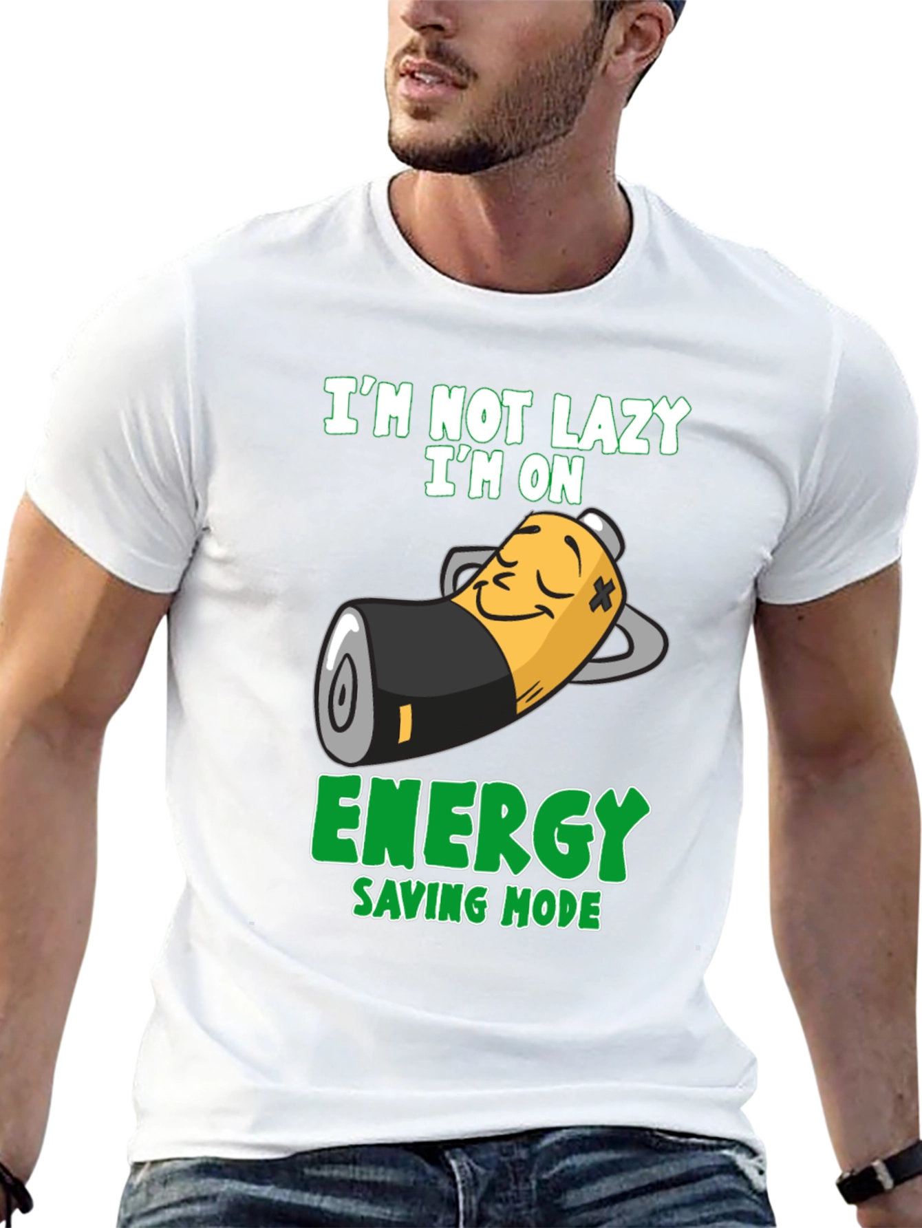 Black Lazy Mode T-Shirt - Energy Saving Mode Graphic Tee view 13