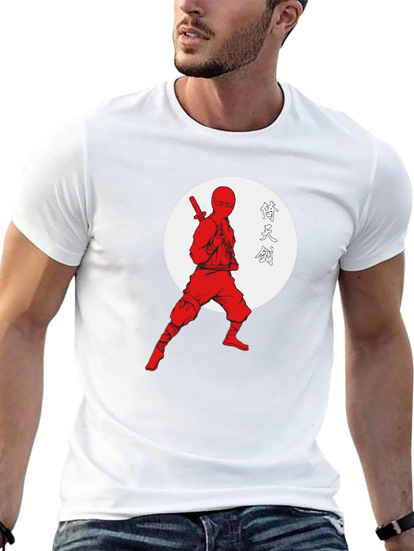 Black Ninja Warrior Graphic Tee - Black Cotton T-Shirt view 13