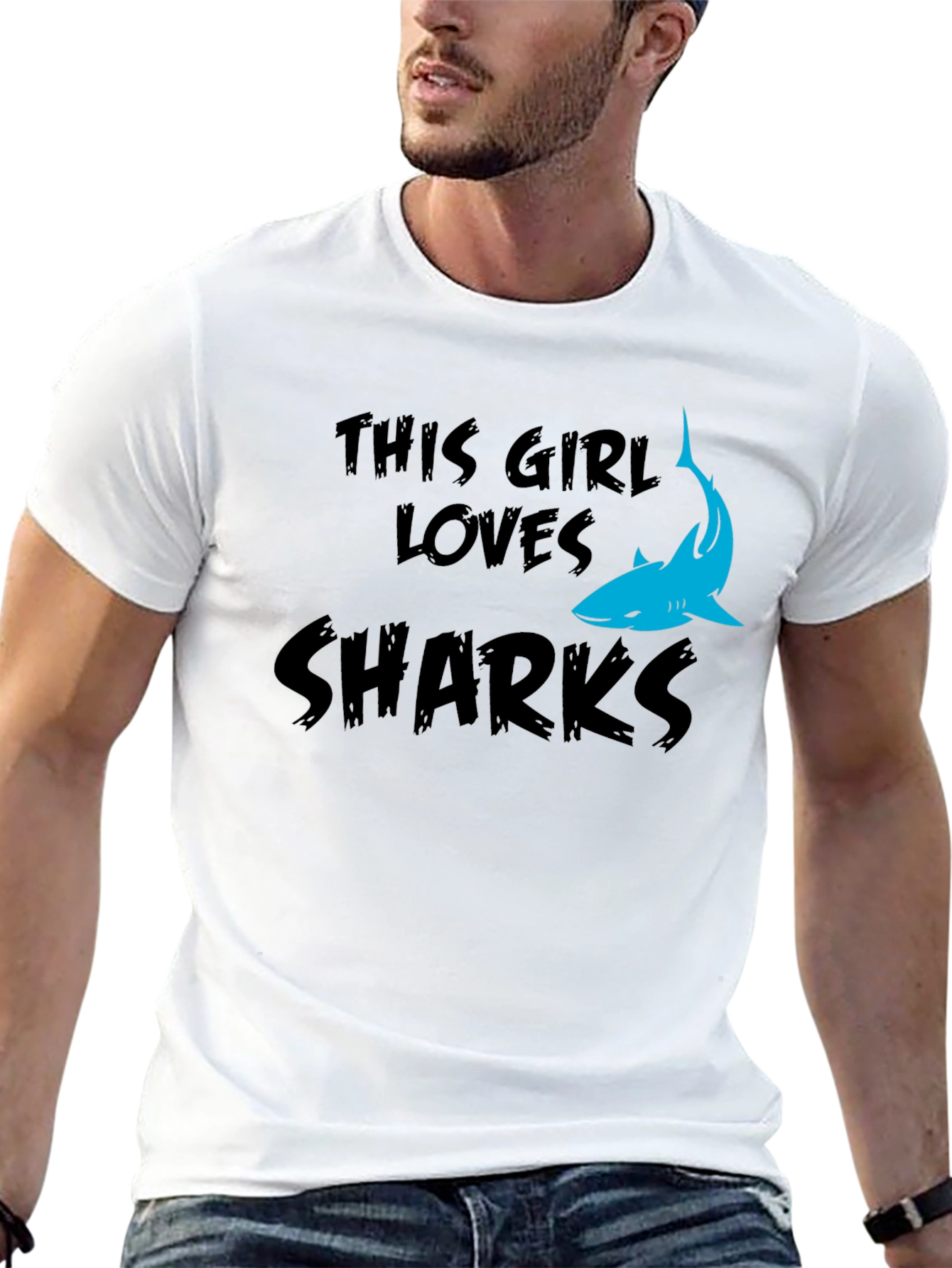 Black This Girl Loves Sharks Graphic Tee - Unisex view 13