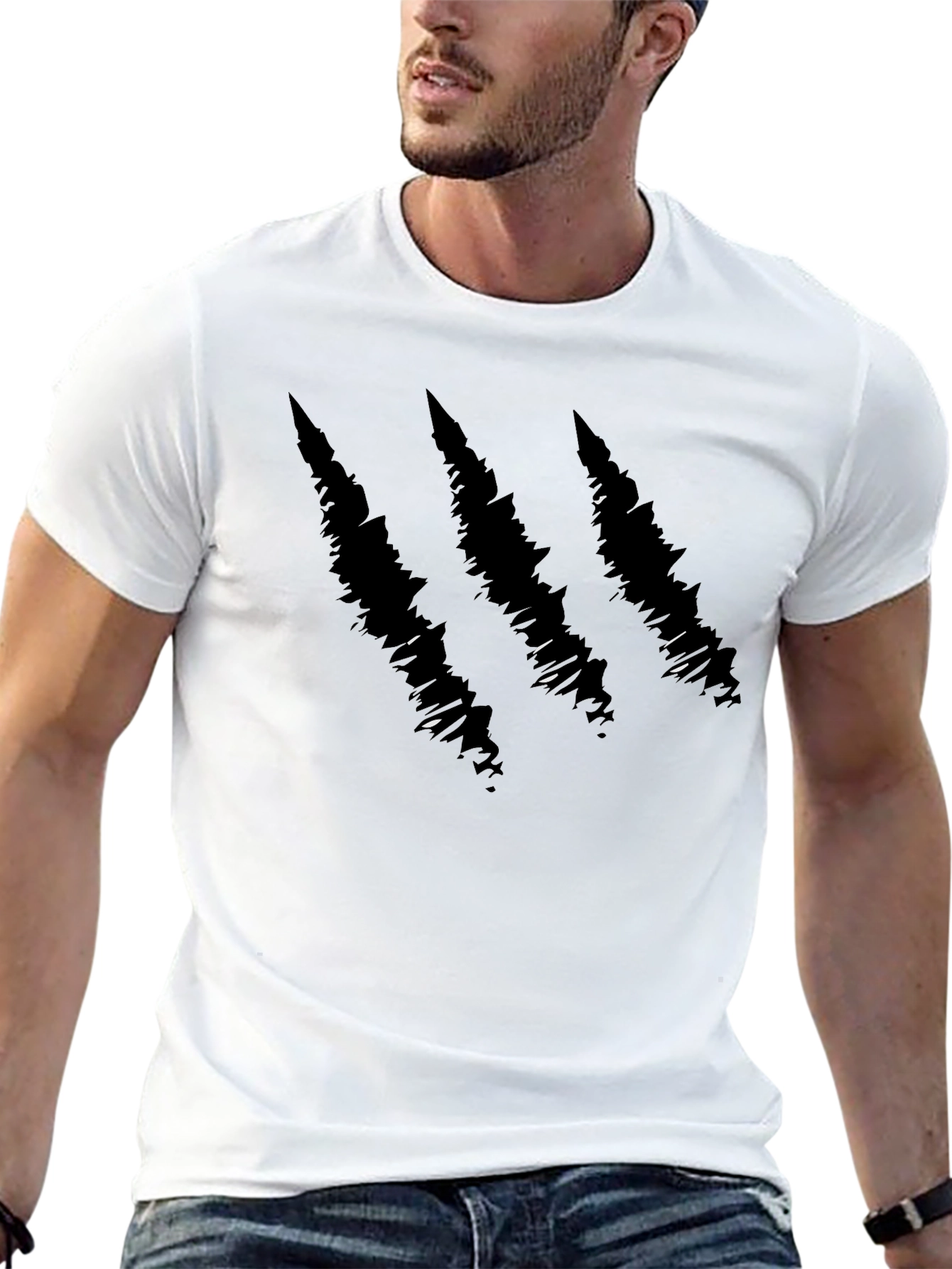 Black Claw Mark Graphic Print Black T-Shirt view 13