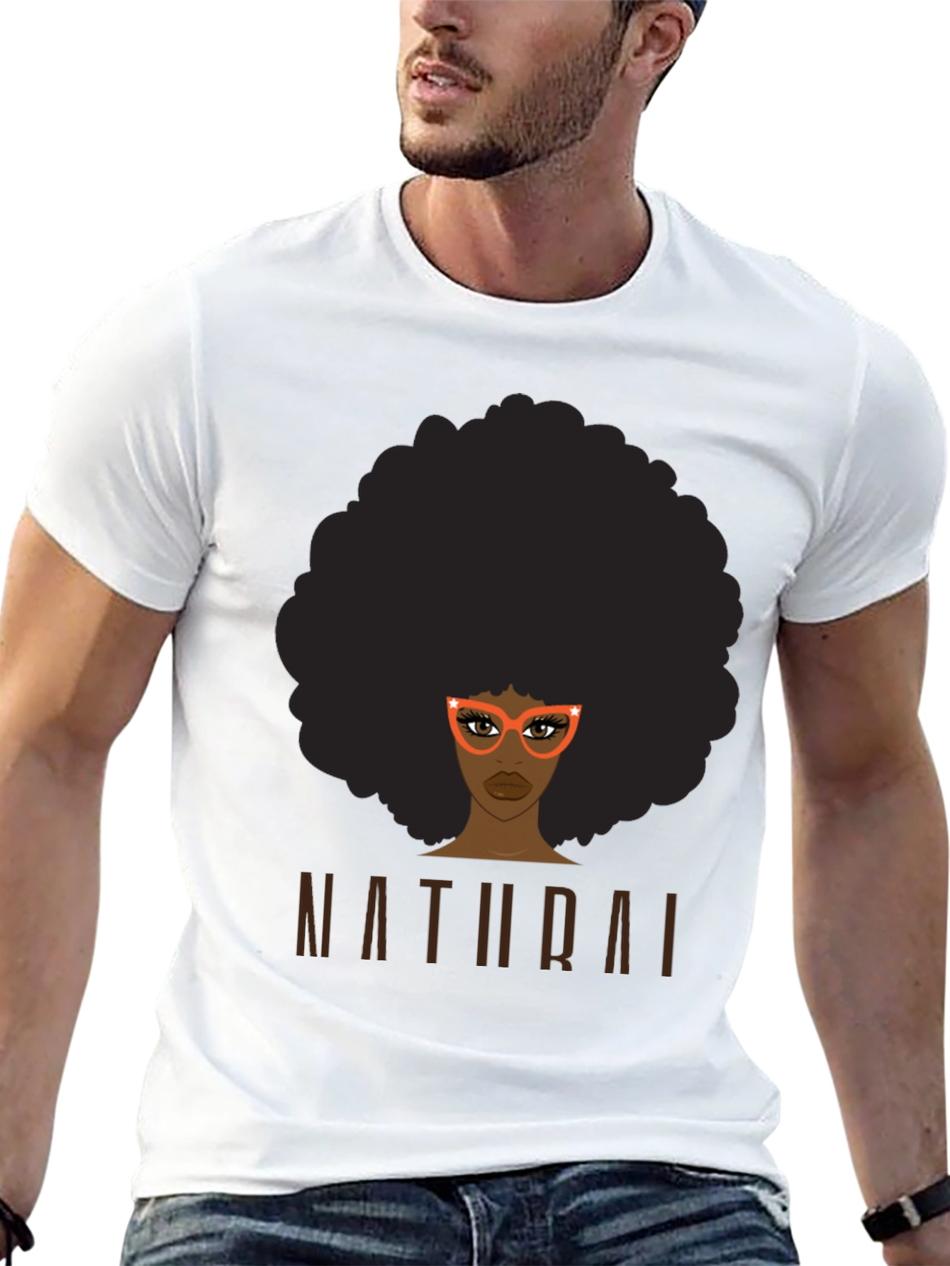 Black Natural Afro Graphic Tee - Unisex Black T-Shirt view 13