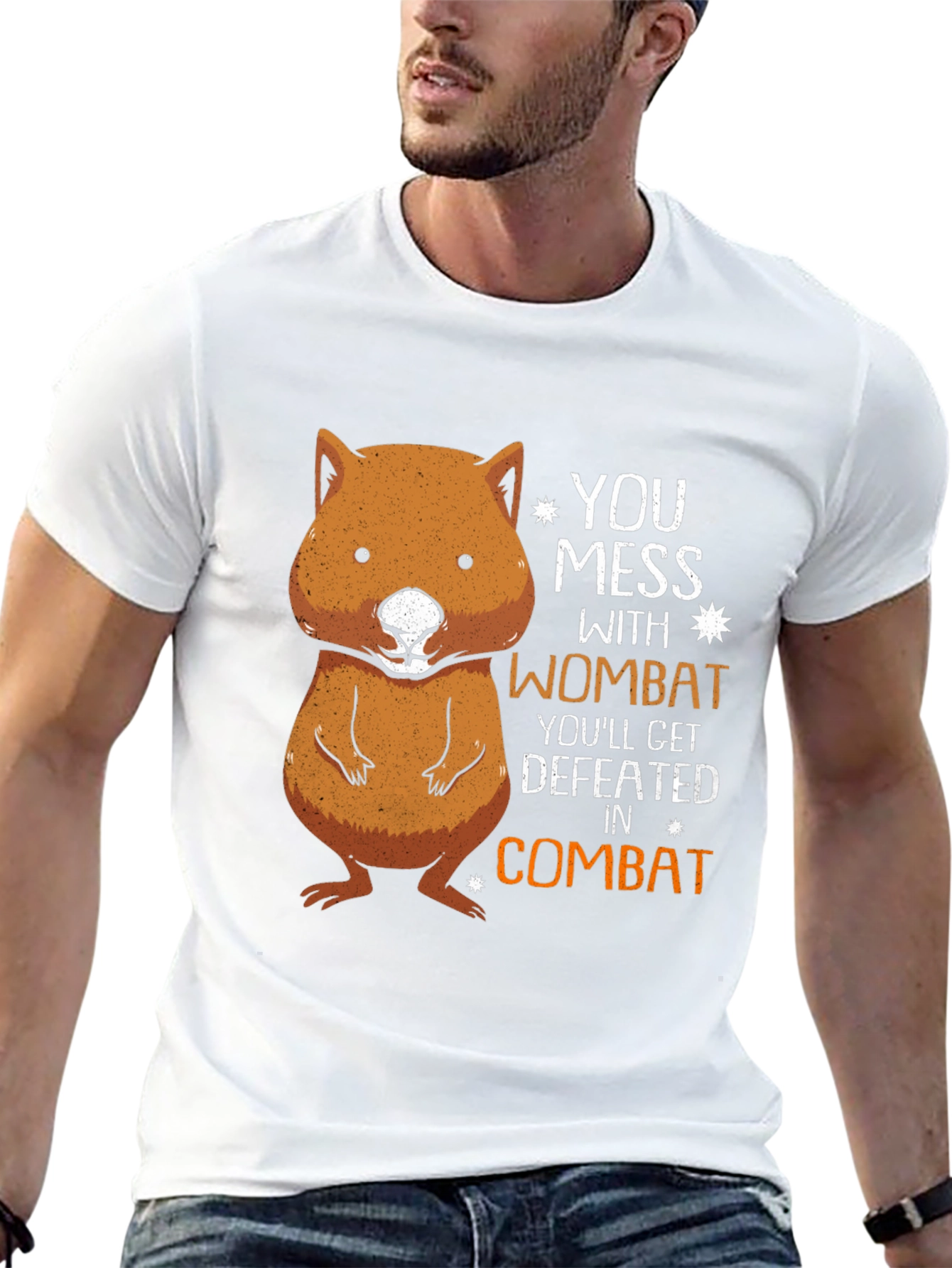 Black Wombat Combat T-Shirt - Funny Animal Tee view 13