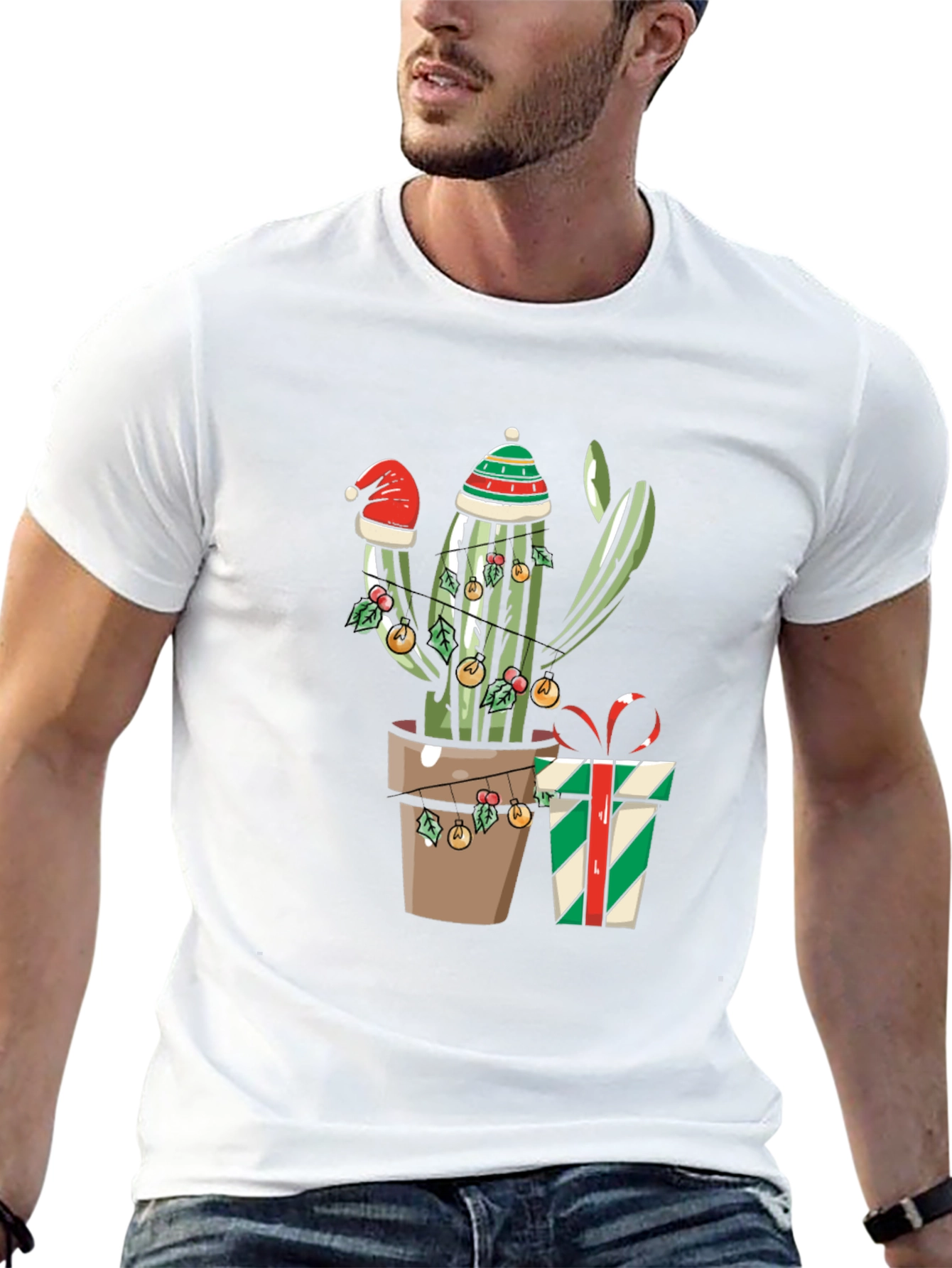Black Festive Cactus Graphic Tee view 13