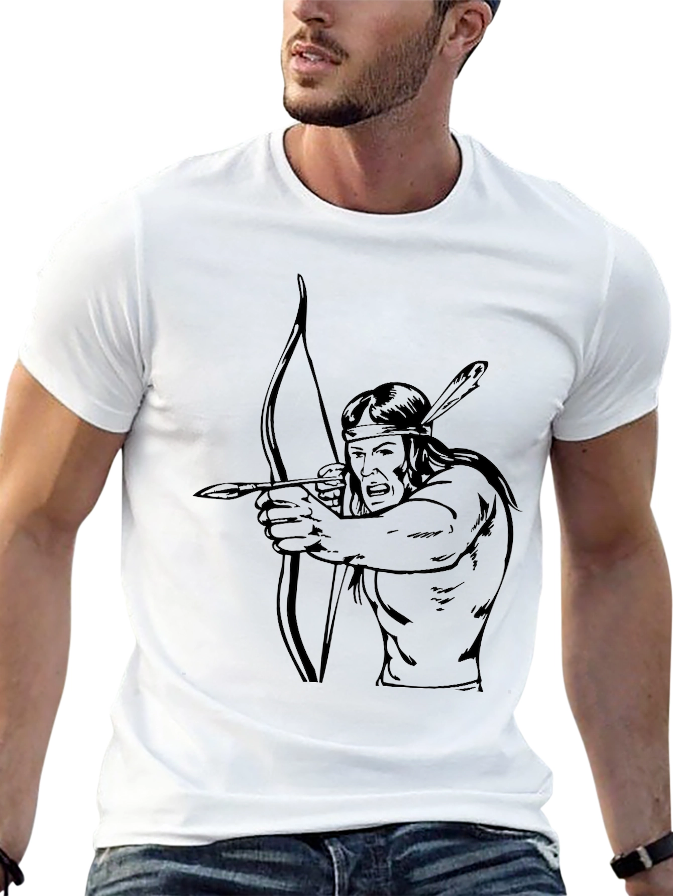 Black Native Archer Graphic T-Shirt - Black view 13