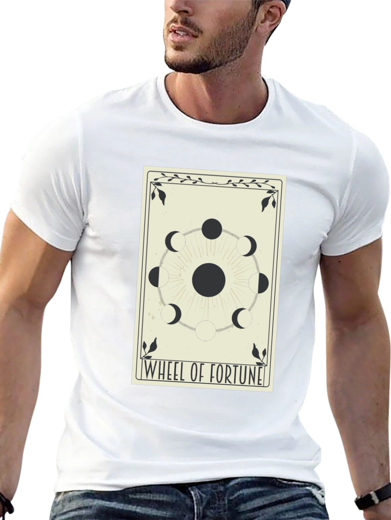 Black Wheel of Fortune Tarot Card Graphic T-Shirt view 13