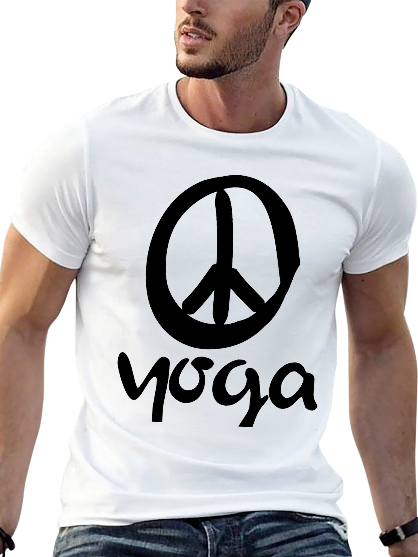 Black Peace Yoga Graphic T-Shirt - Unisex view 13