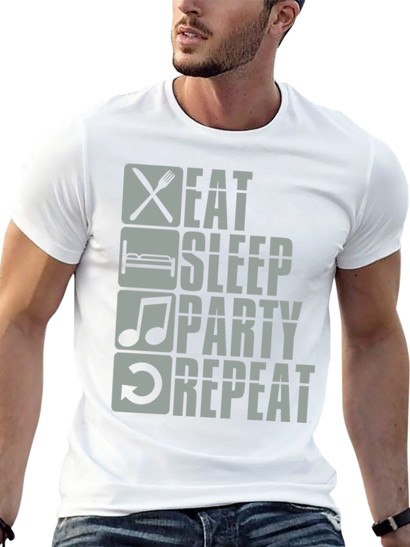 Black Eat Sleep Party Repeat Graphic Tee view 13