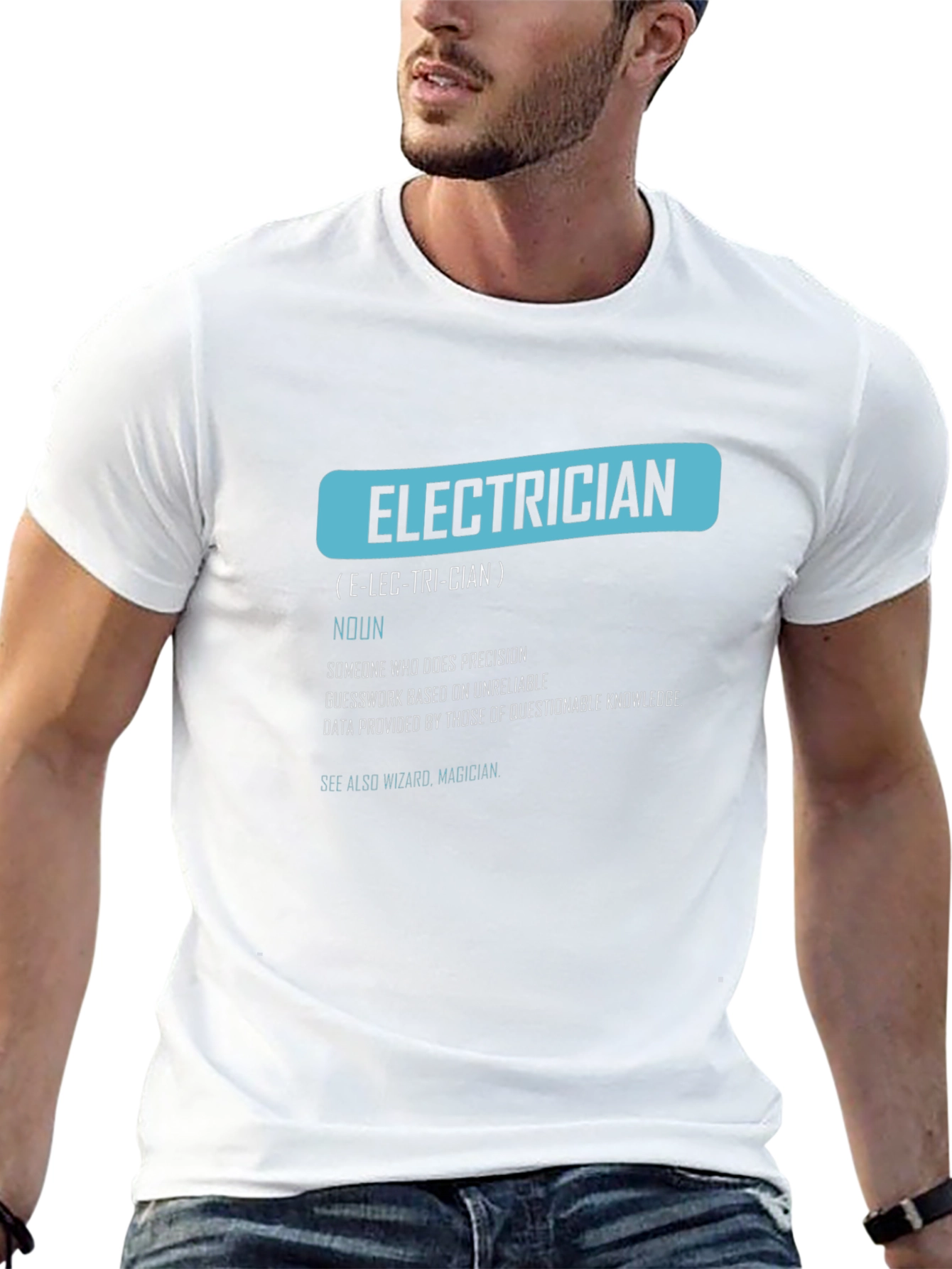 Black Electrician Definition Graphic Tee - Funny Job Gift view 13
