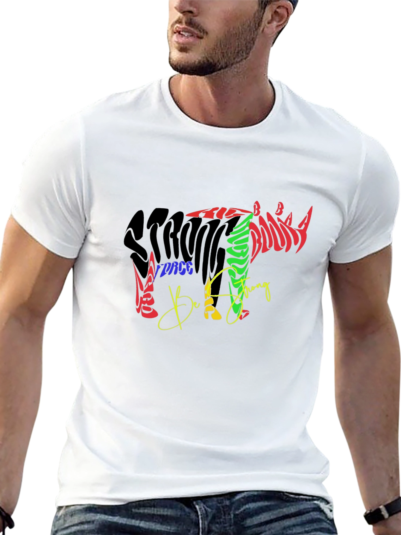 Black Strong Rhino Graphic T-Shirt view 13