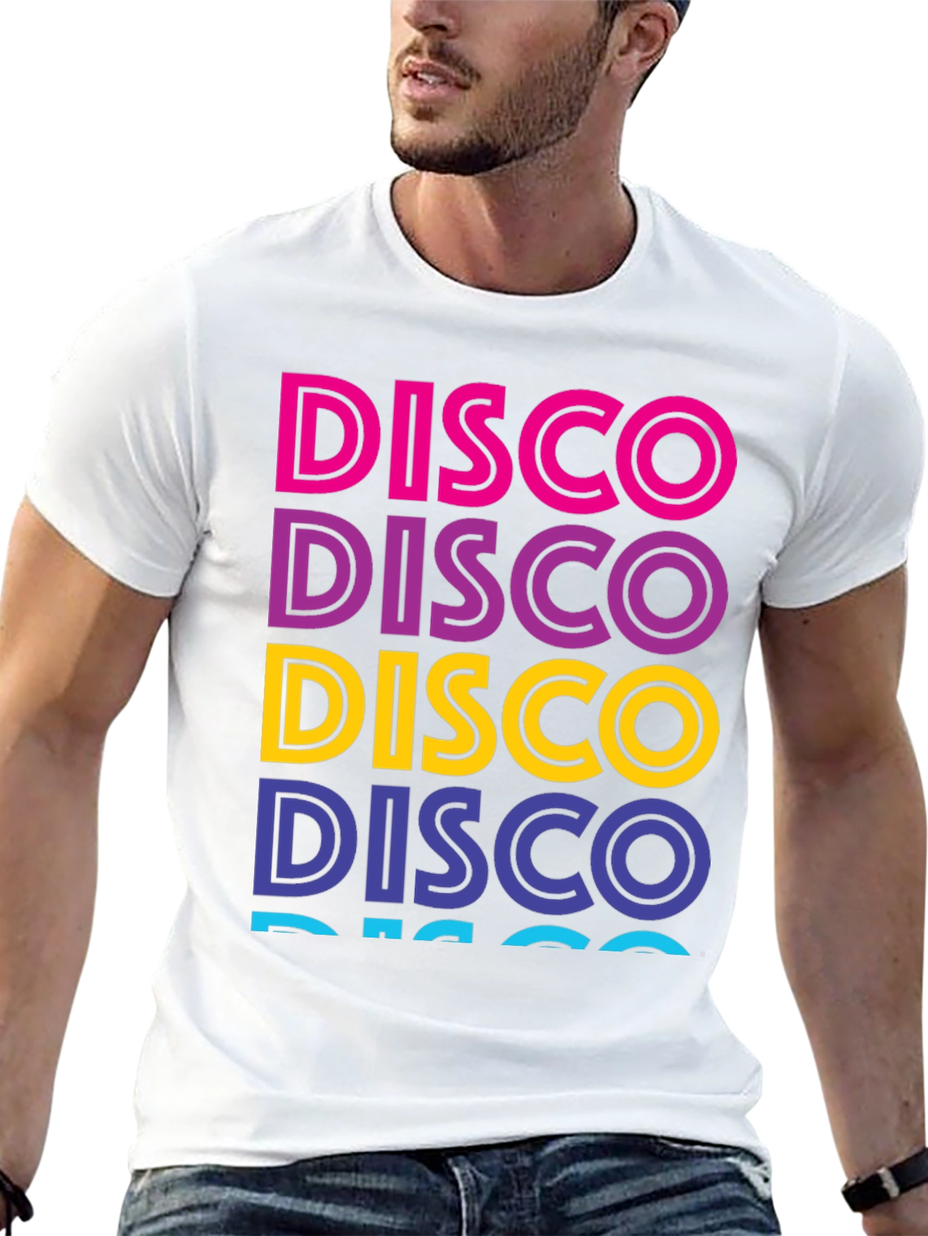 Black Retro Disco T-Shirt - Colorful Word Art view 13