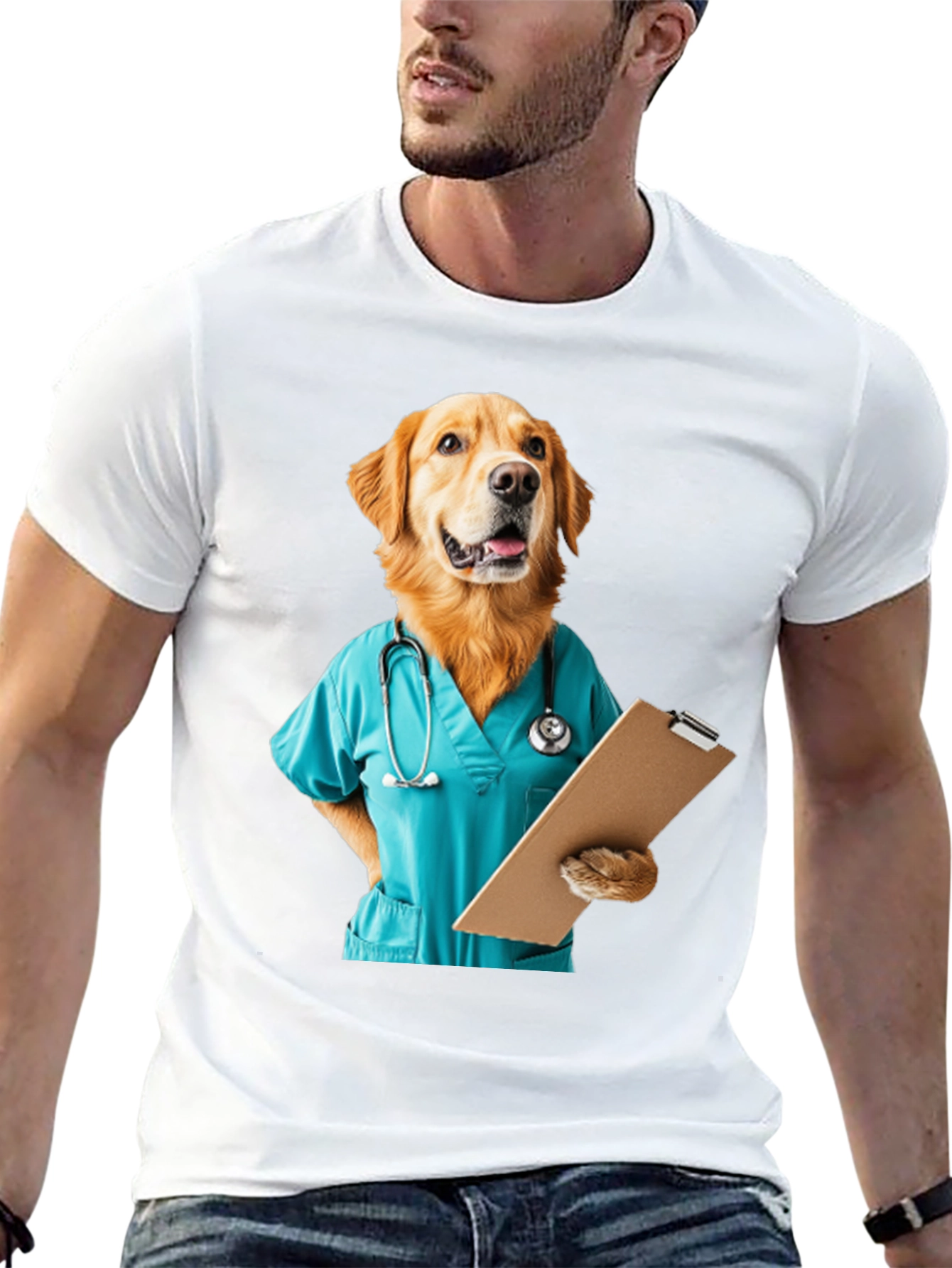 Black Dog Doctor Graphic Tee - Veterinary Humor T-Shirt view 13