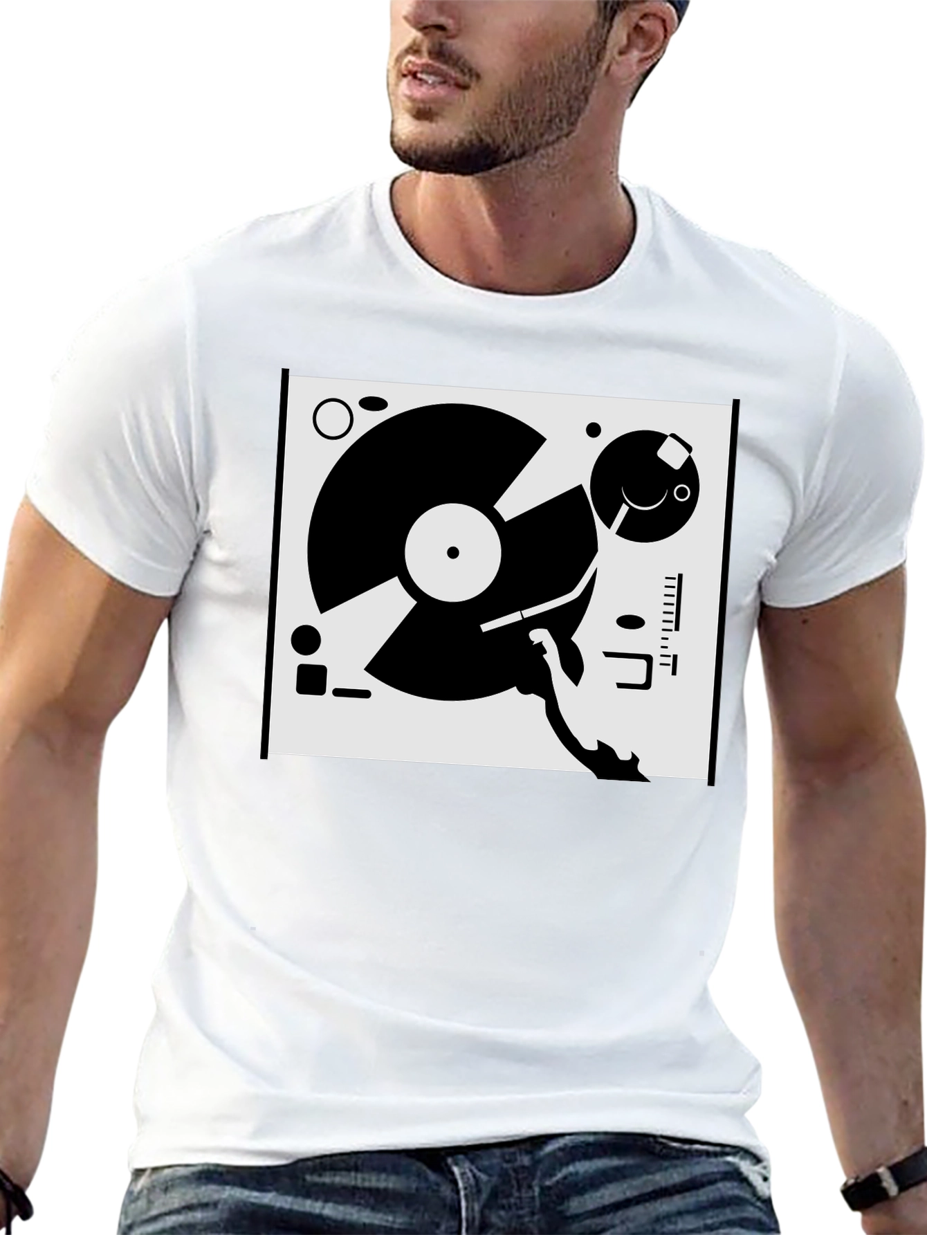 Black Retro Turntable Graphic Tee - Black view 13