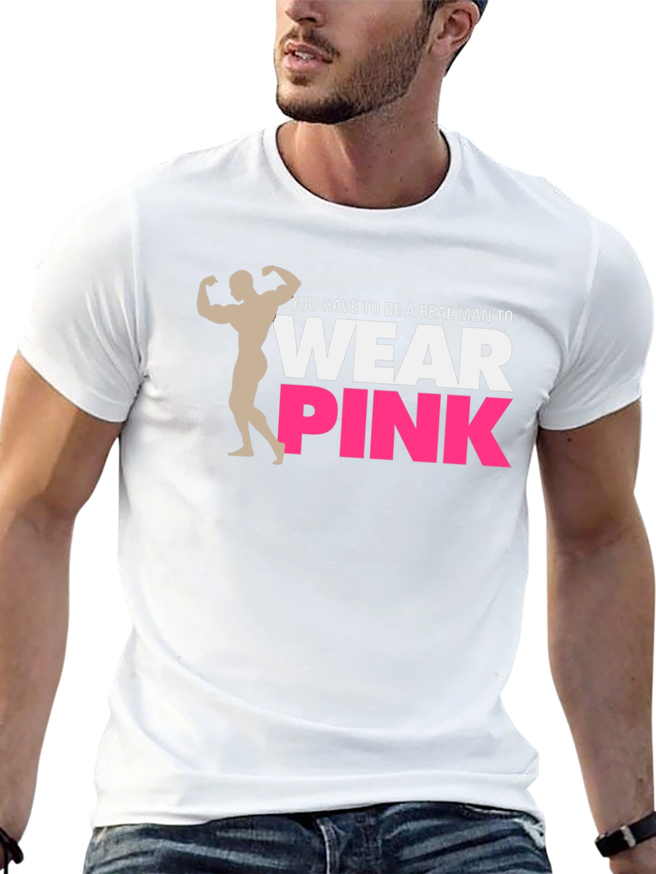 Black Real Man Wear Pink Graphic Tee view 13