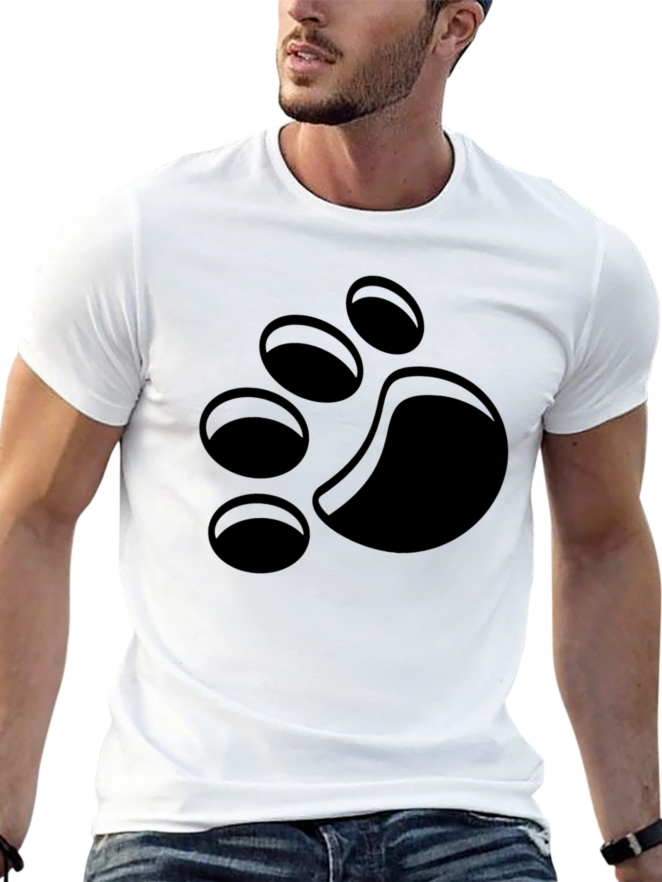 Black Black T-Shirt with Paw Print Design view 13