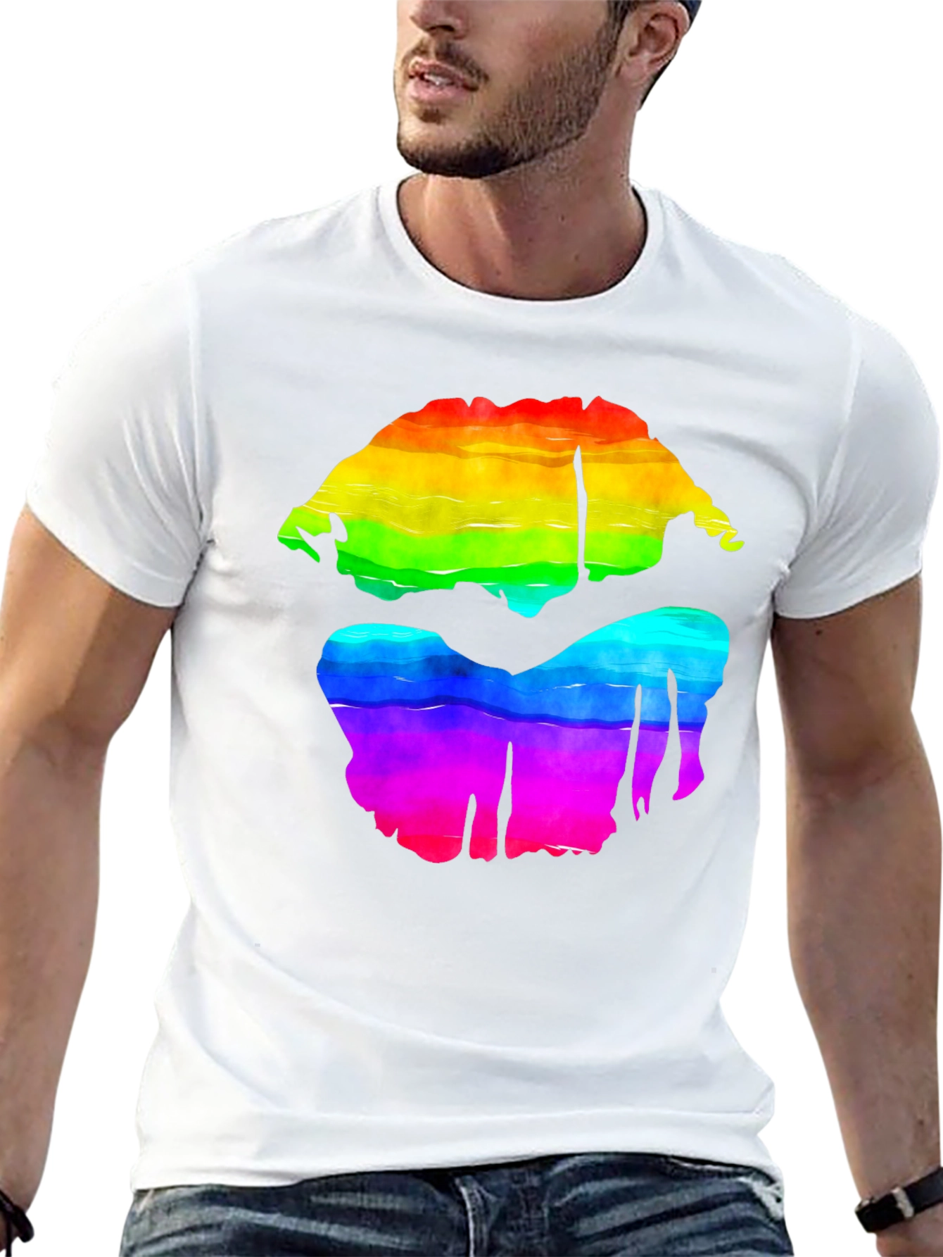 Black Rainbow Lips Graphic Tee - Bold Pride Shirt view 13