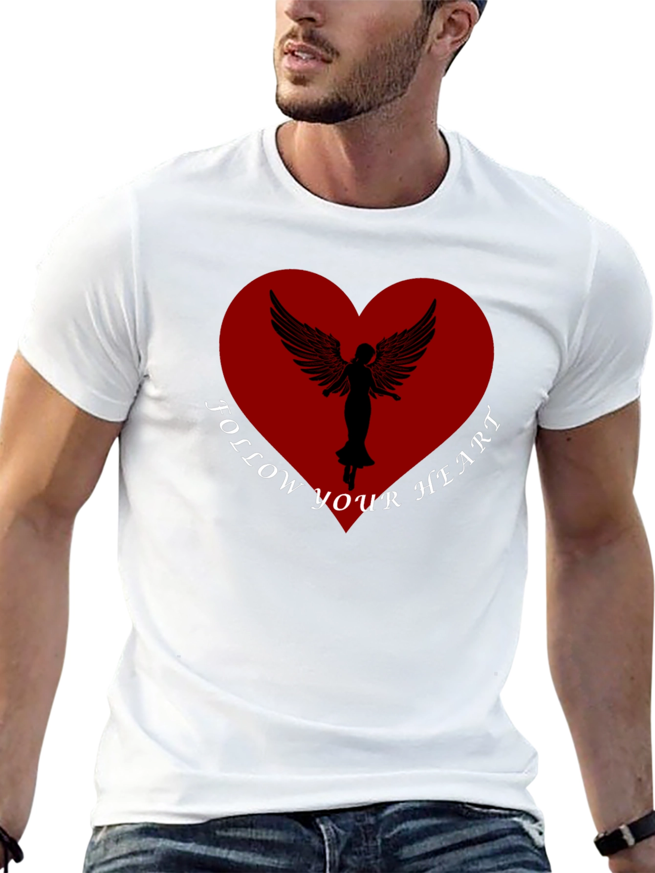 Black Follow Your Heart Angel Graphic Tee - Black view 13