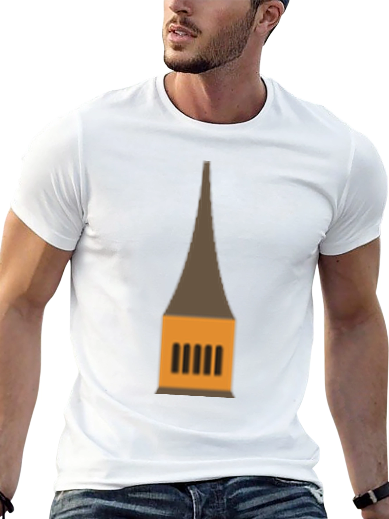 Black Graphic Tee: Temple Tower Design, Black view 13