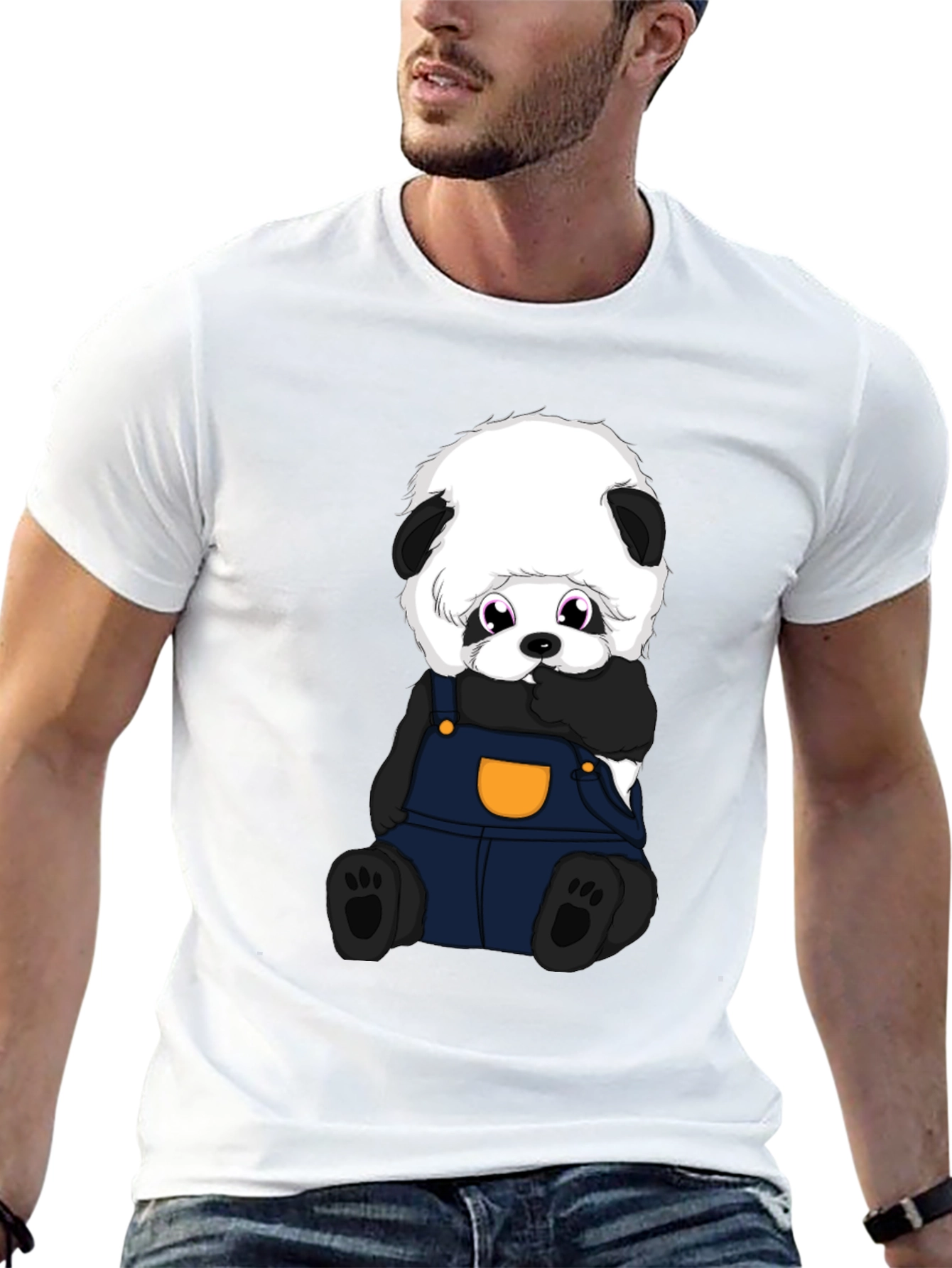 Black Cute Panda Bear T-Shirt - Soft Cotton Blend view 13