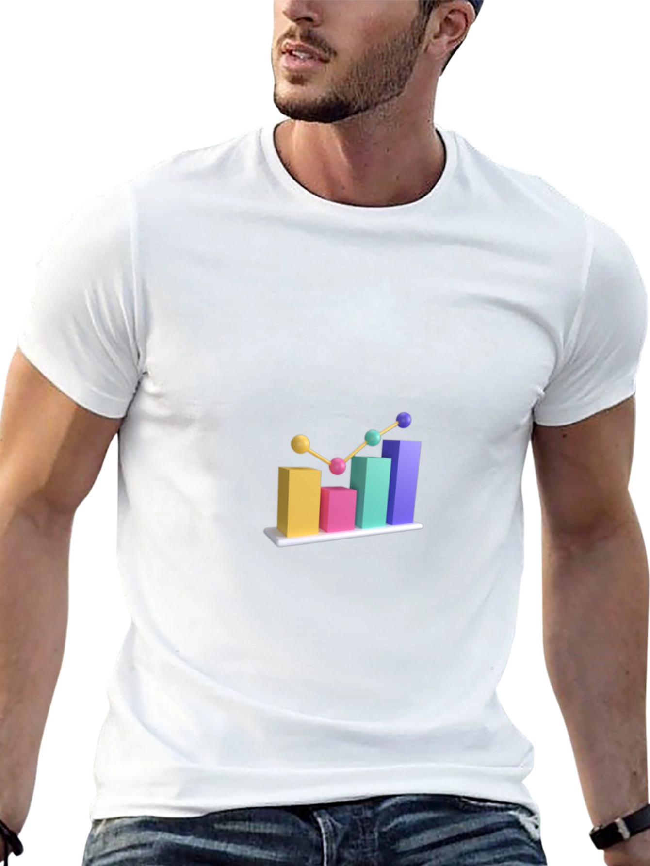 Black Trendy Bar Graph T-Shirt view 13