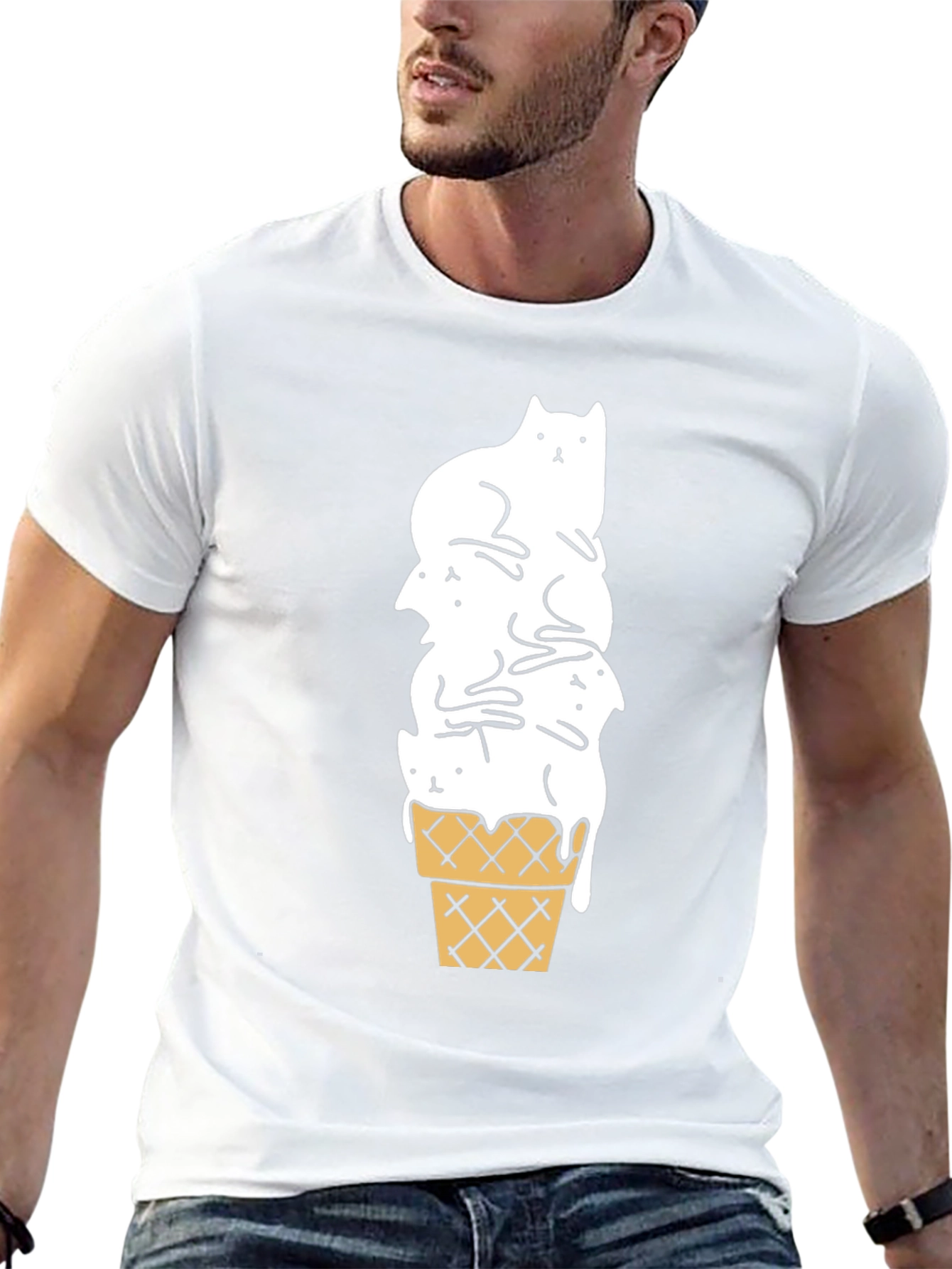 Black Cat Ice Cream Cone Black T-Shirt view 13
