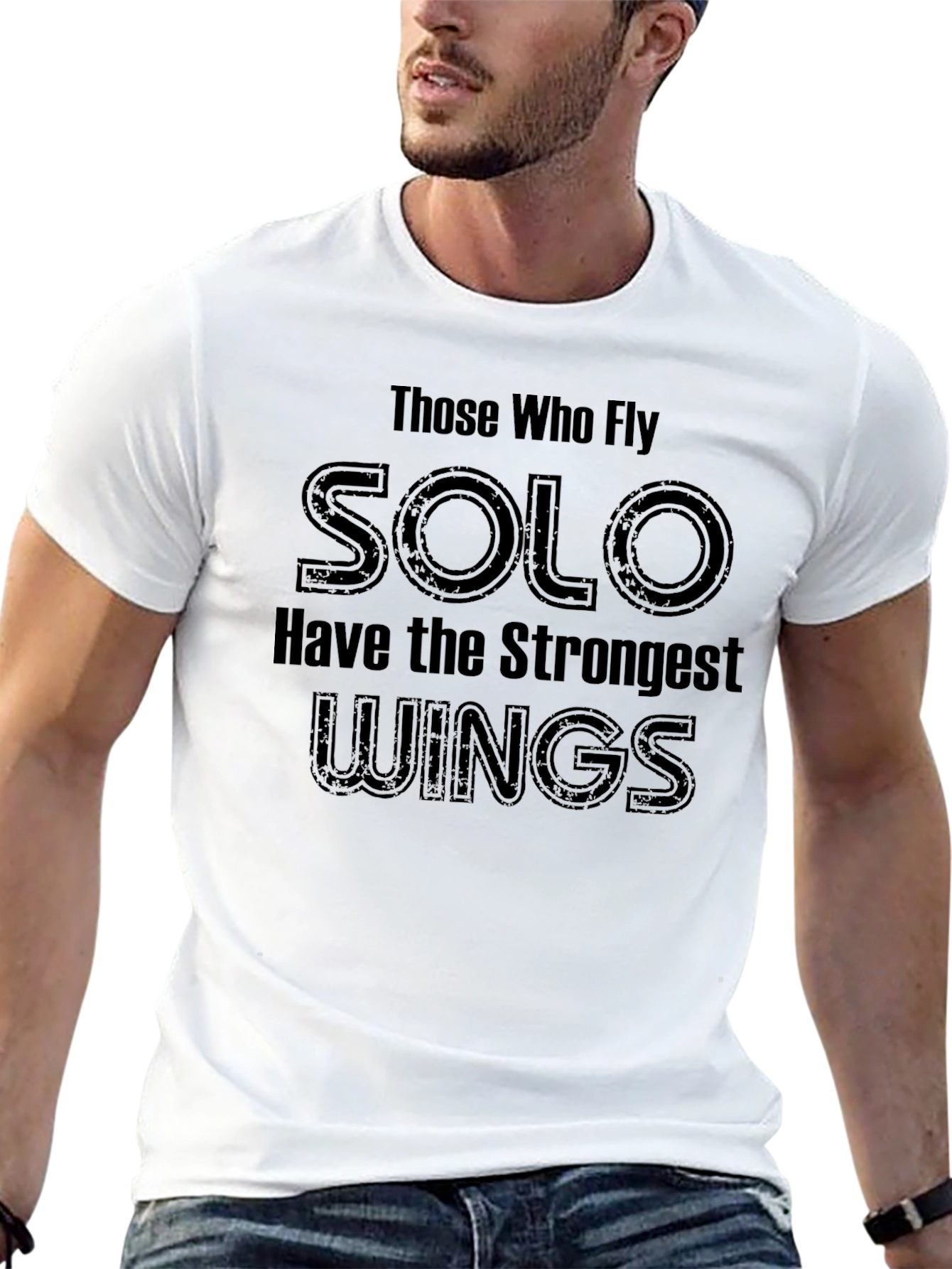 Black Solo Wings Black T-Shirt - Motivational Graphic Tee view 13