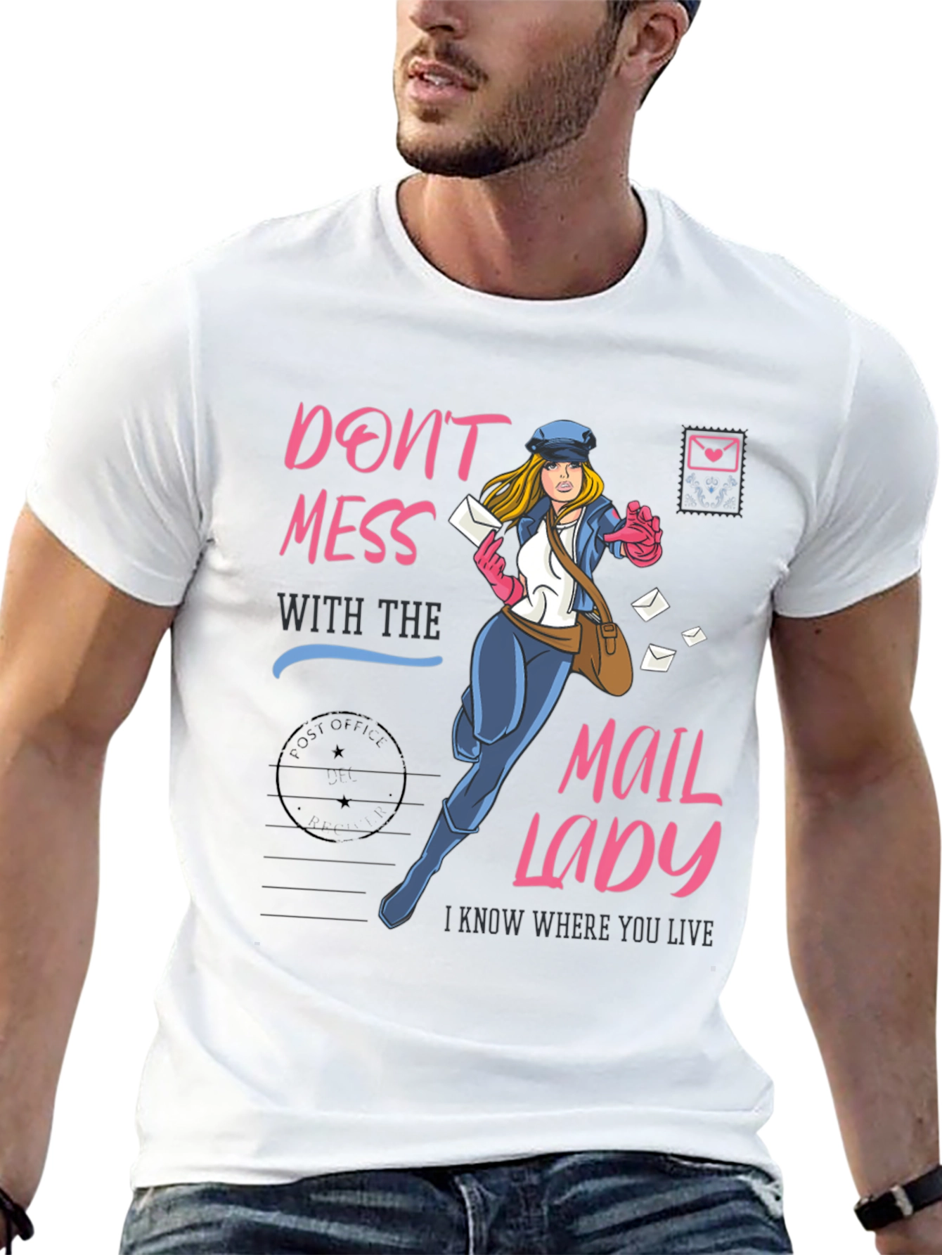 Black Don't Mess with the Mail Lady T-Shirt view 13
