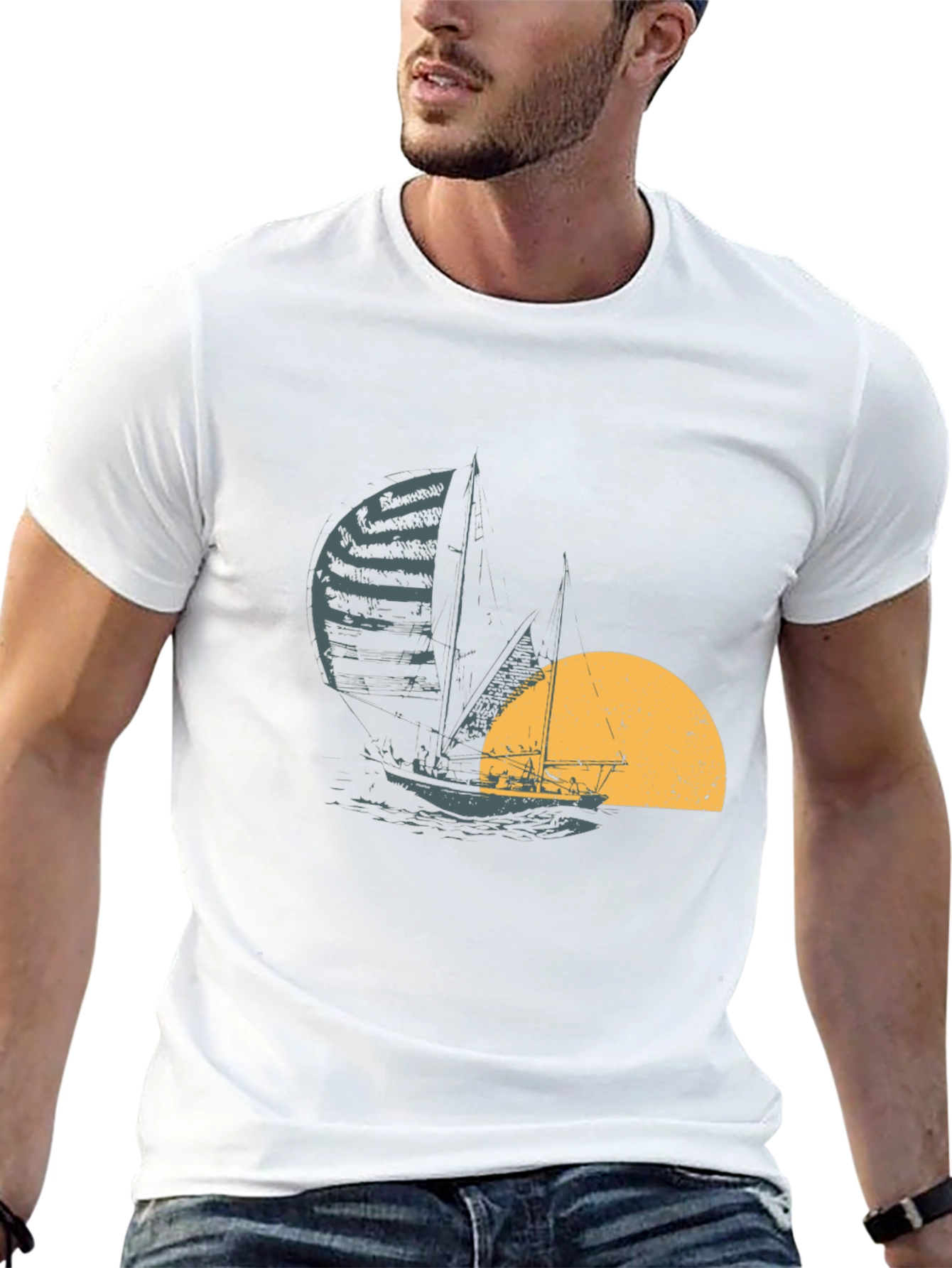 Black Sailing at Sunset Black T-Shirt view 13