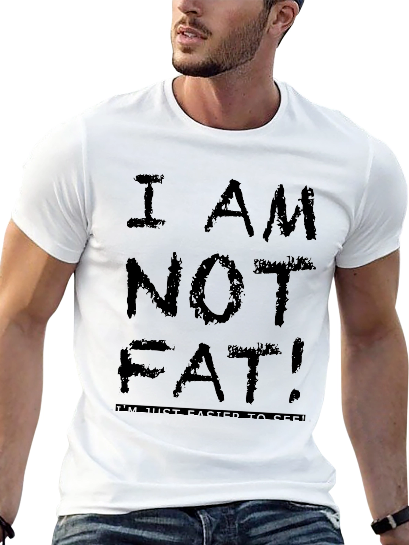Black Funny 'I Am Not Fat' Graphic T-Shirt view 13