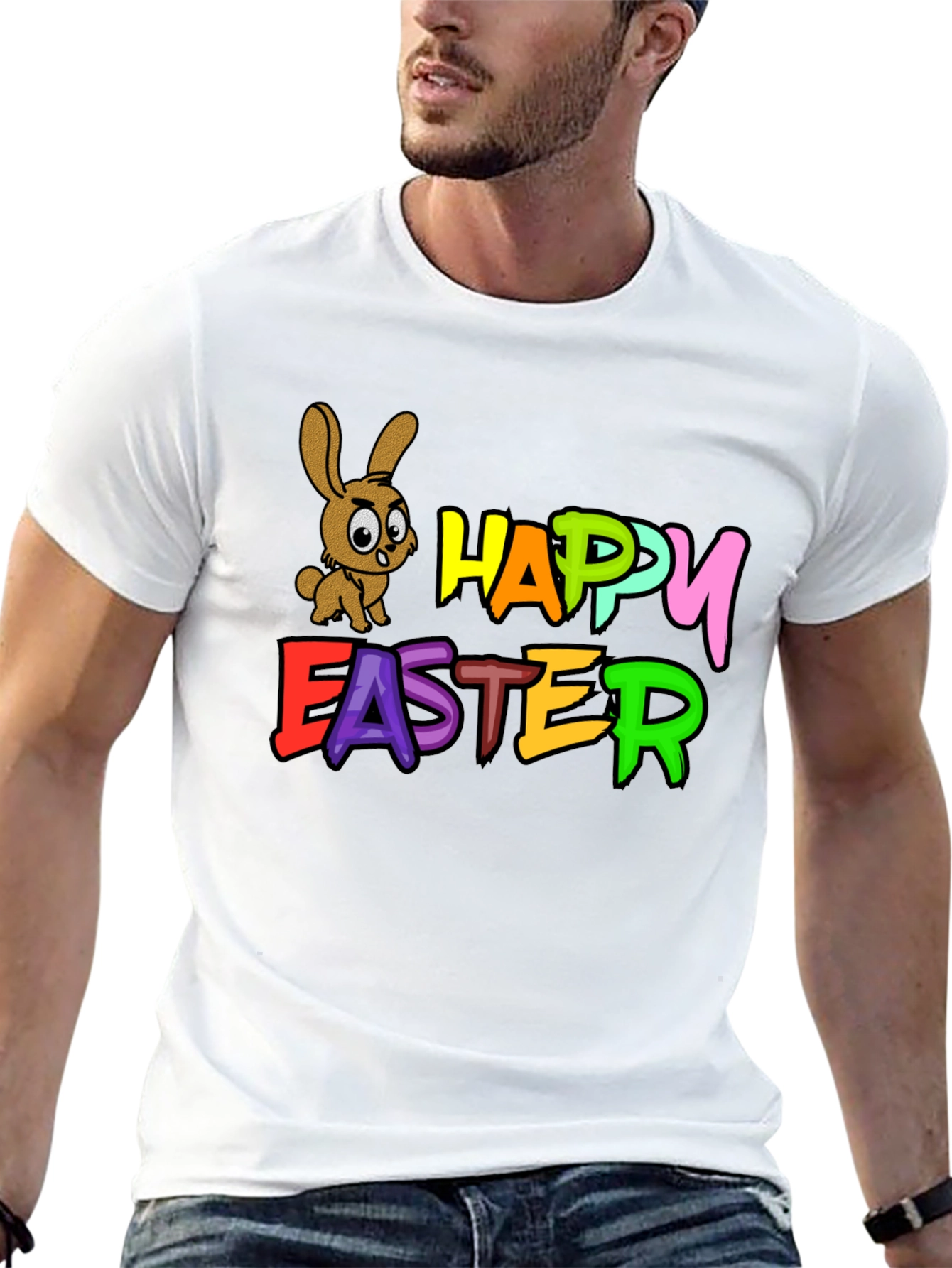 Black Happy Easter Bunny Black T-Shirt view 13