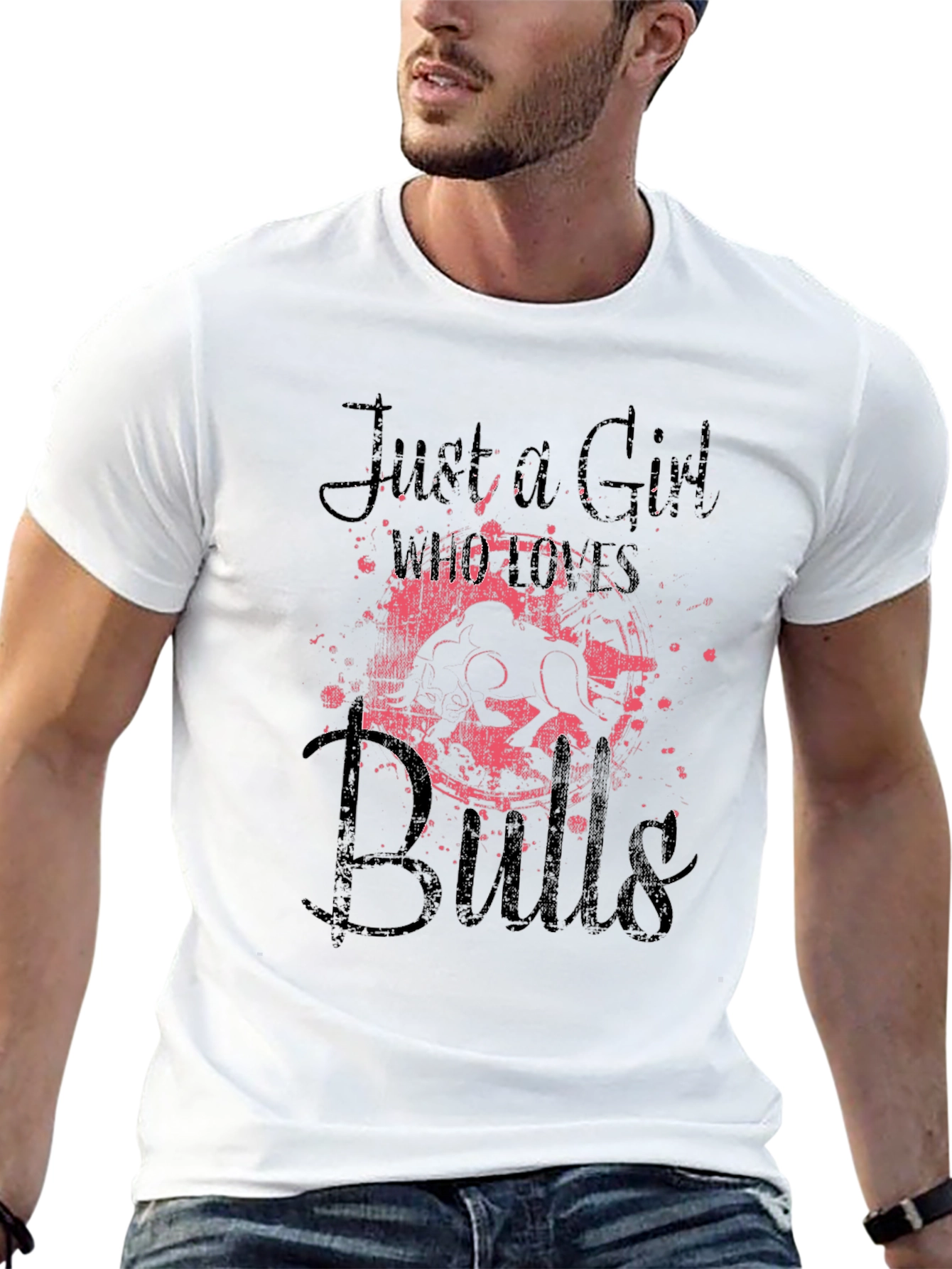 Just A Girl Who Loves Bulls Graphic Tee - Black - 13