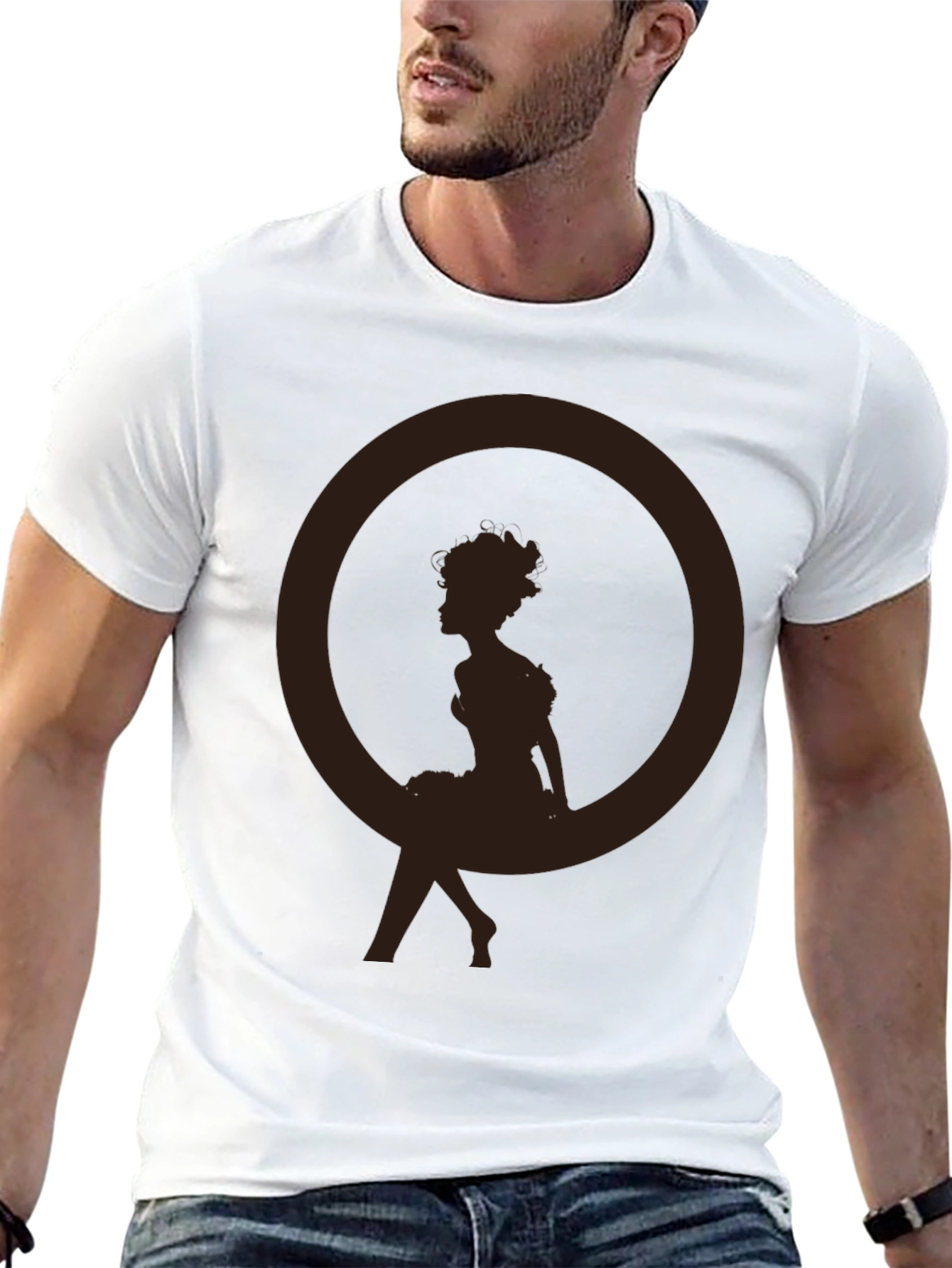 Black Silhouette Graphic Tee - Black Cotton Blend view 13