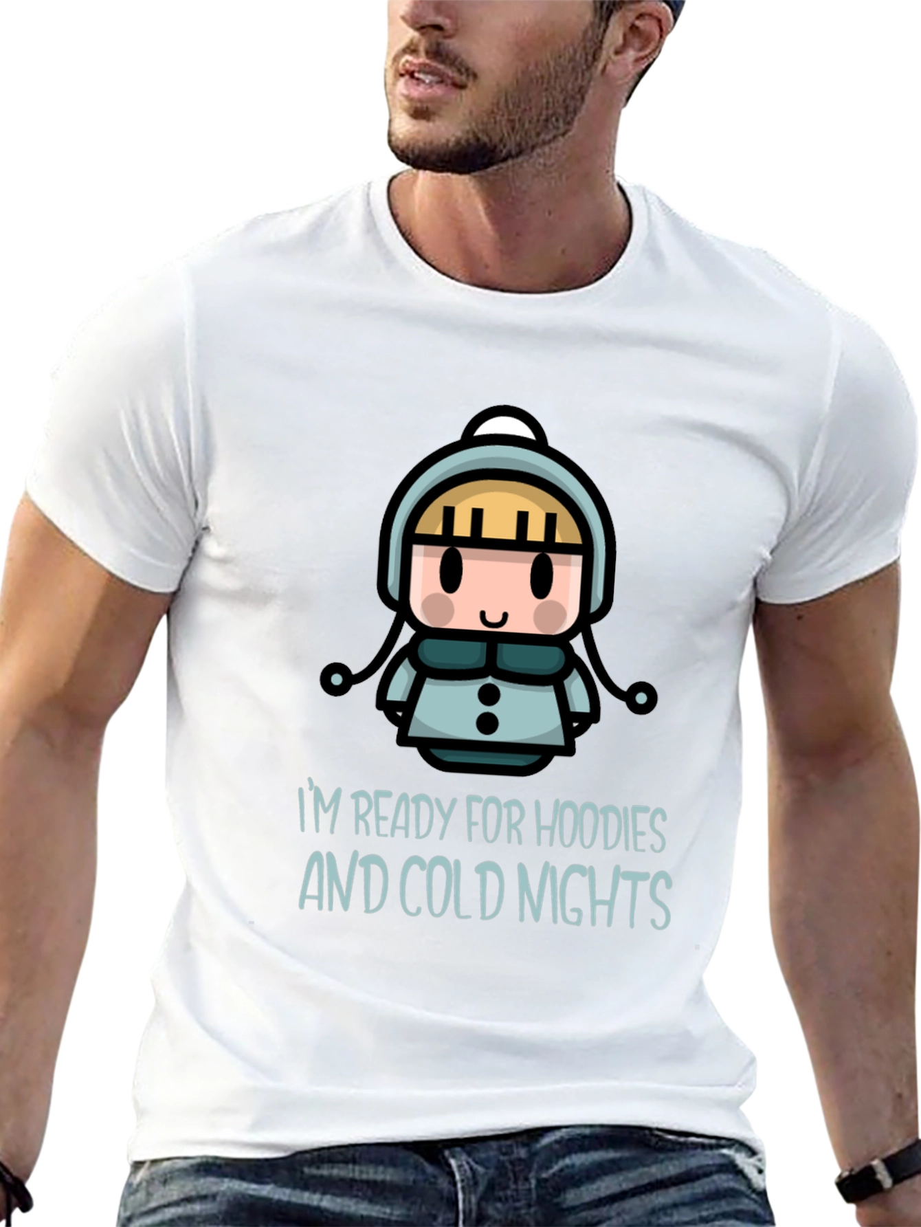 Black Ready for Hoodies T-Shirt Cute Winter Character view 13