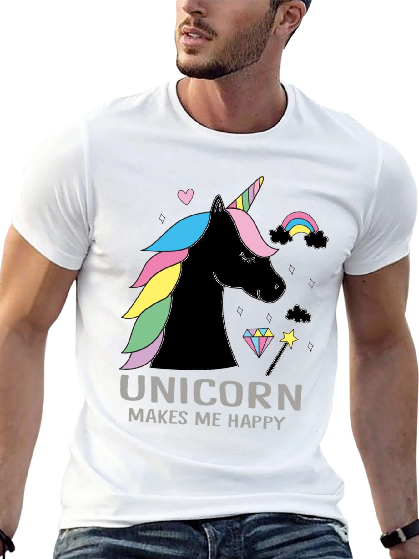 Black Unicorn Makes Me Happy Graphic Tee view 13