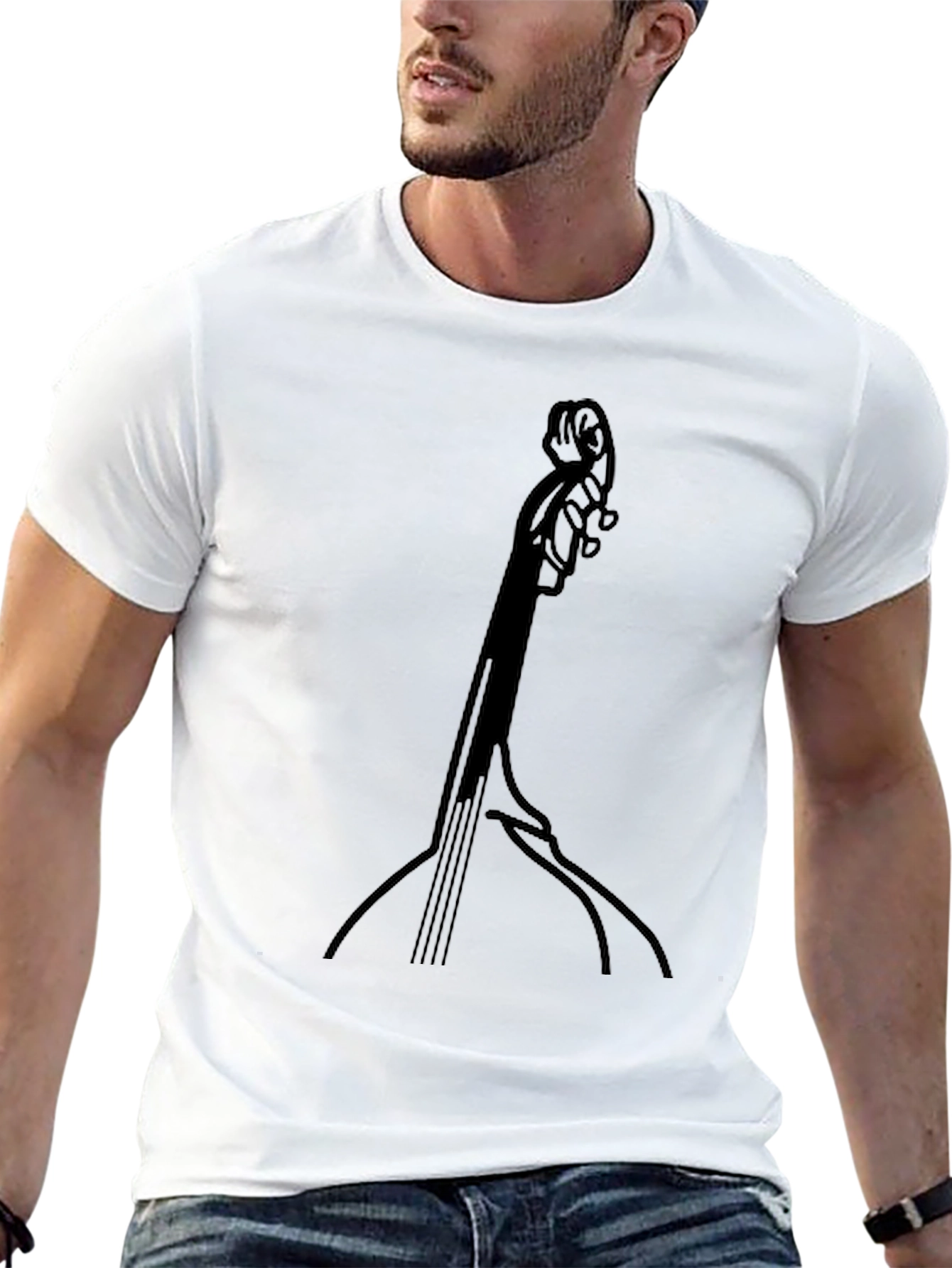 Black Bass Guitar T-Shirt - Black Graphic Tee view 13